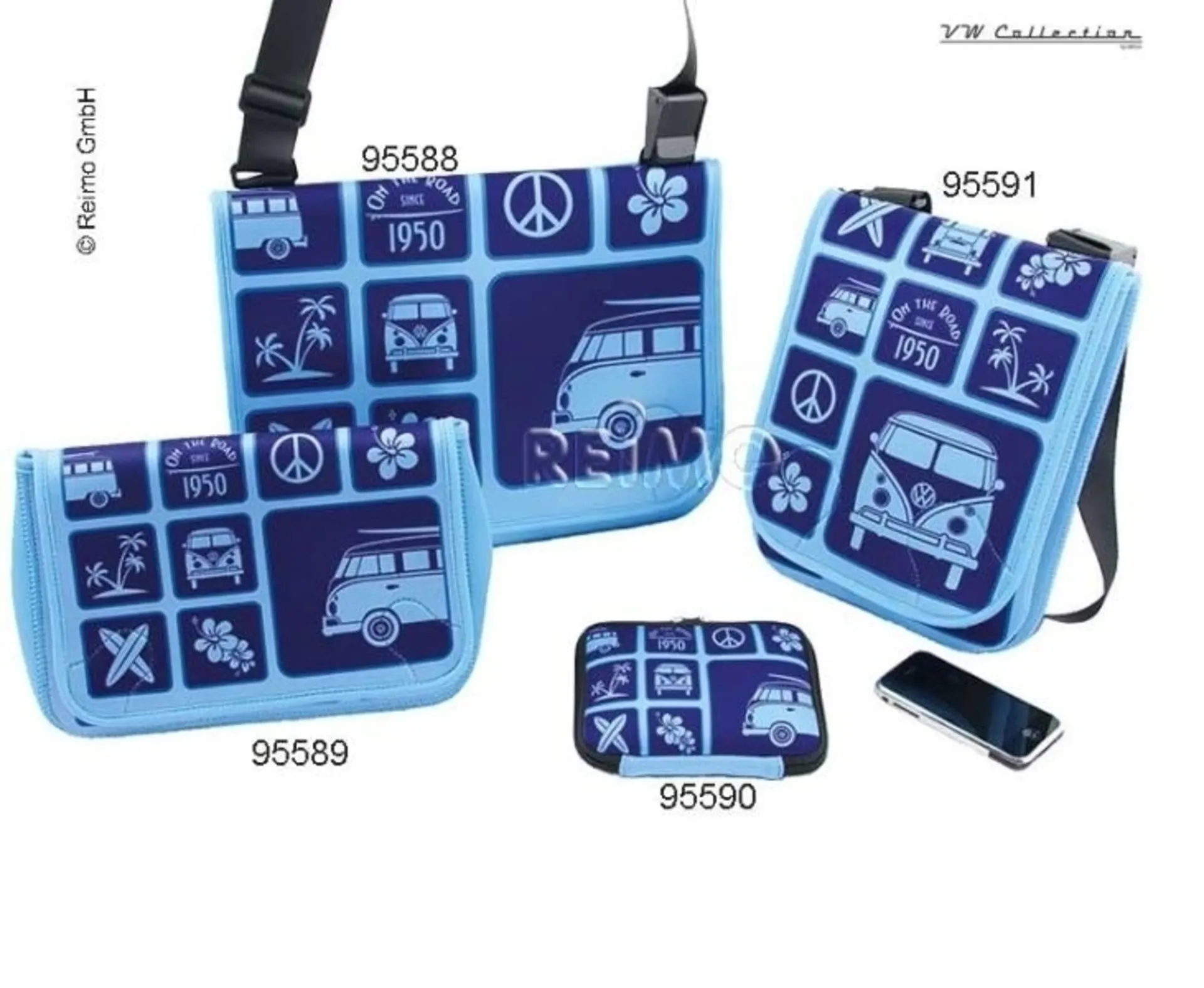 VW Collection Sac à bandoulière en néoprène bleu, 28x23x6cm VW Collection Sac à bandoulière en néoprène bleu, 28x23x6cm