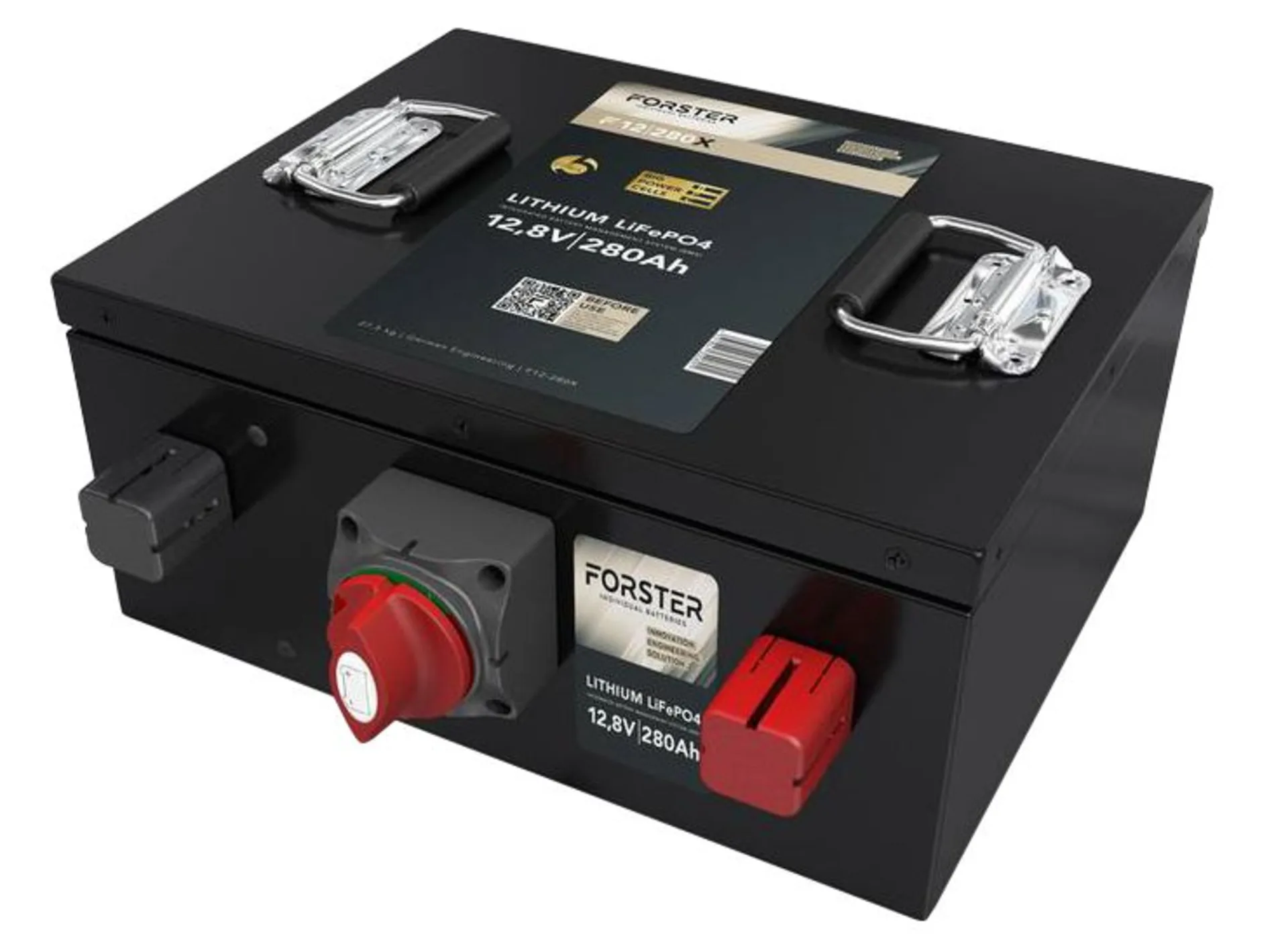 Forster LiFePO4 Lithium-Batterie 12 V 280 Ah High Power 405 x 360 x 160 mm, Untersitz-Batterie