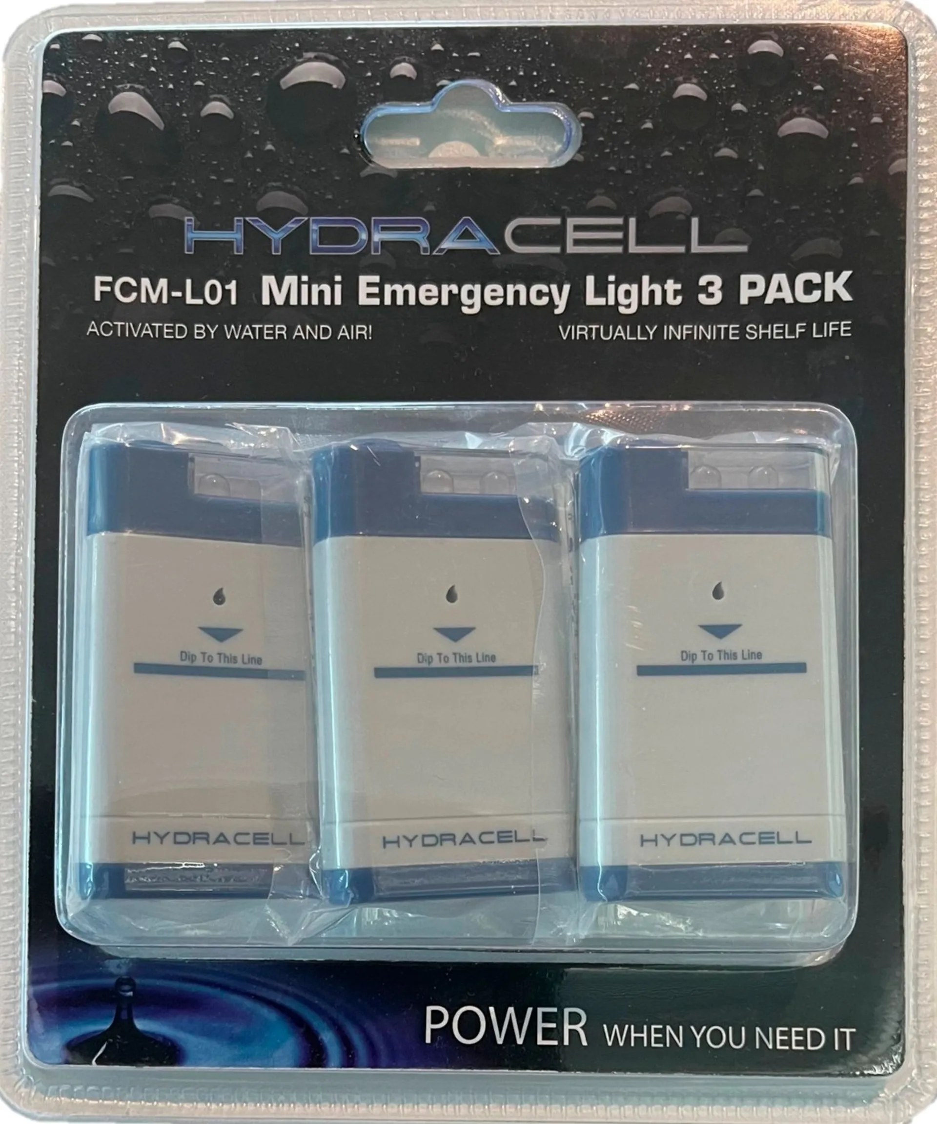 Mini-lampe de secours HydraCell grise/bleue, lot de 3