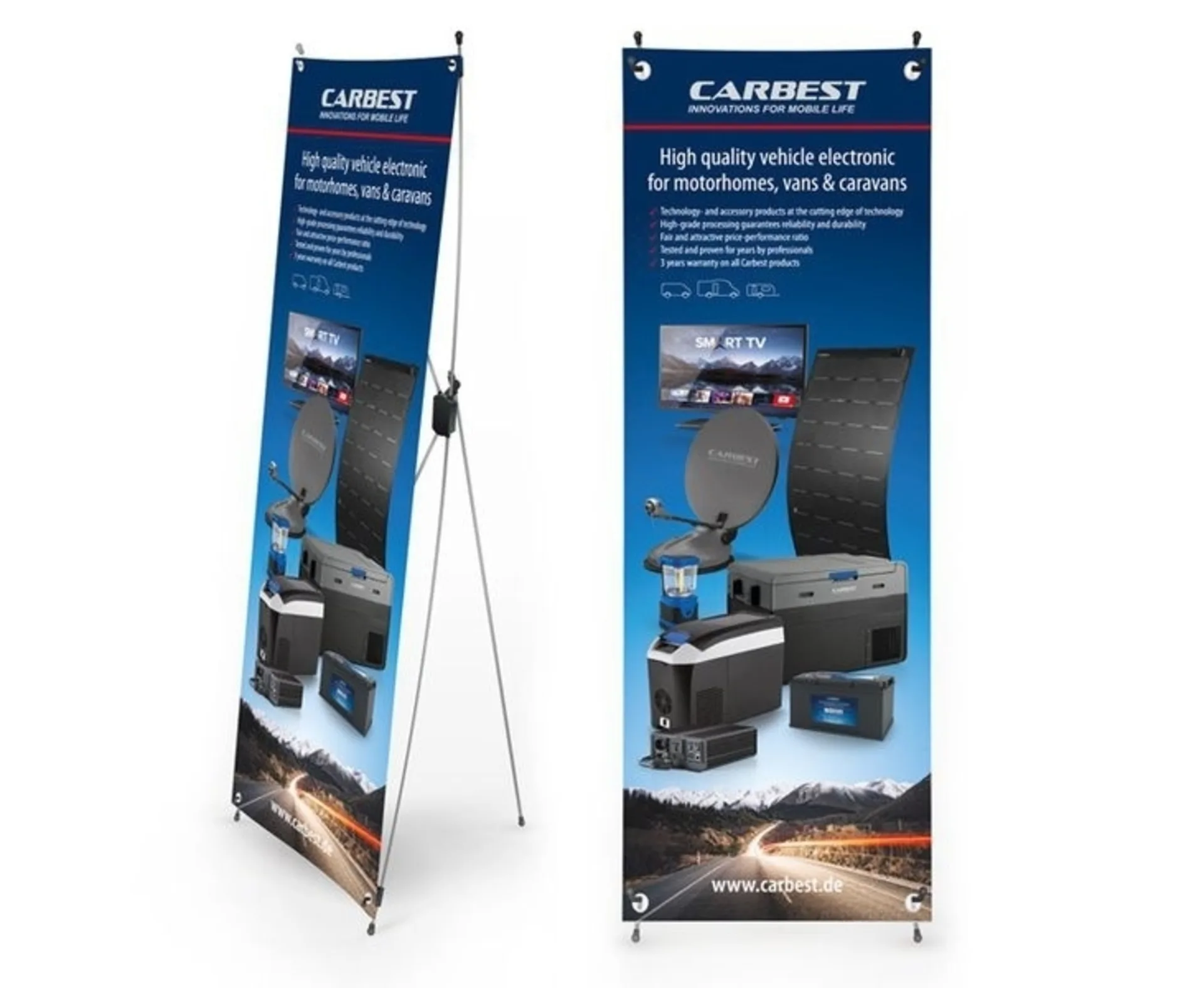 Carbest X-Banner - Formschoene Werbung fuer Showroom oder Messe