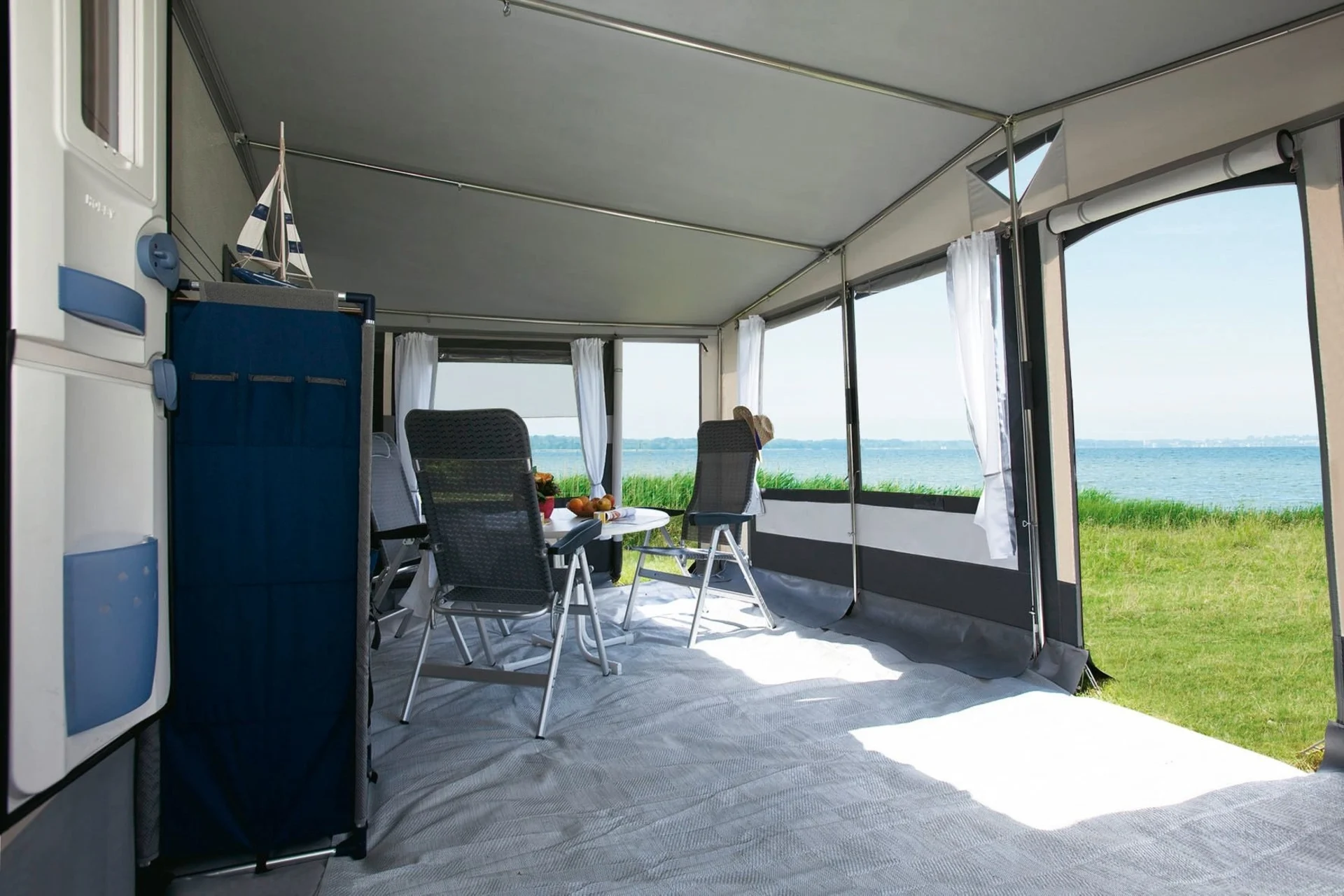 Dwt Tango 300 Saison- und Ganzjahresvorzelt weiss / grau 971 - 1000 cm / 240 cm