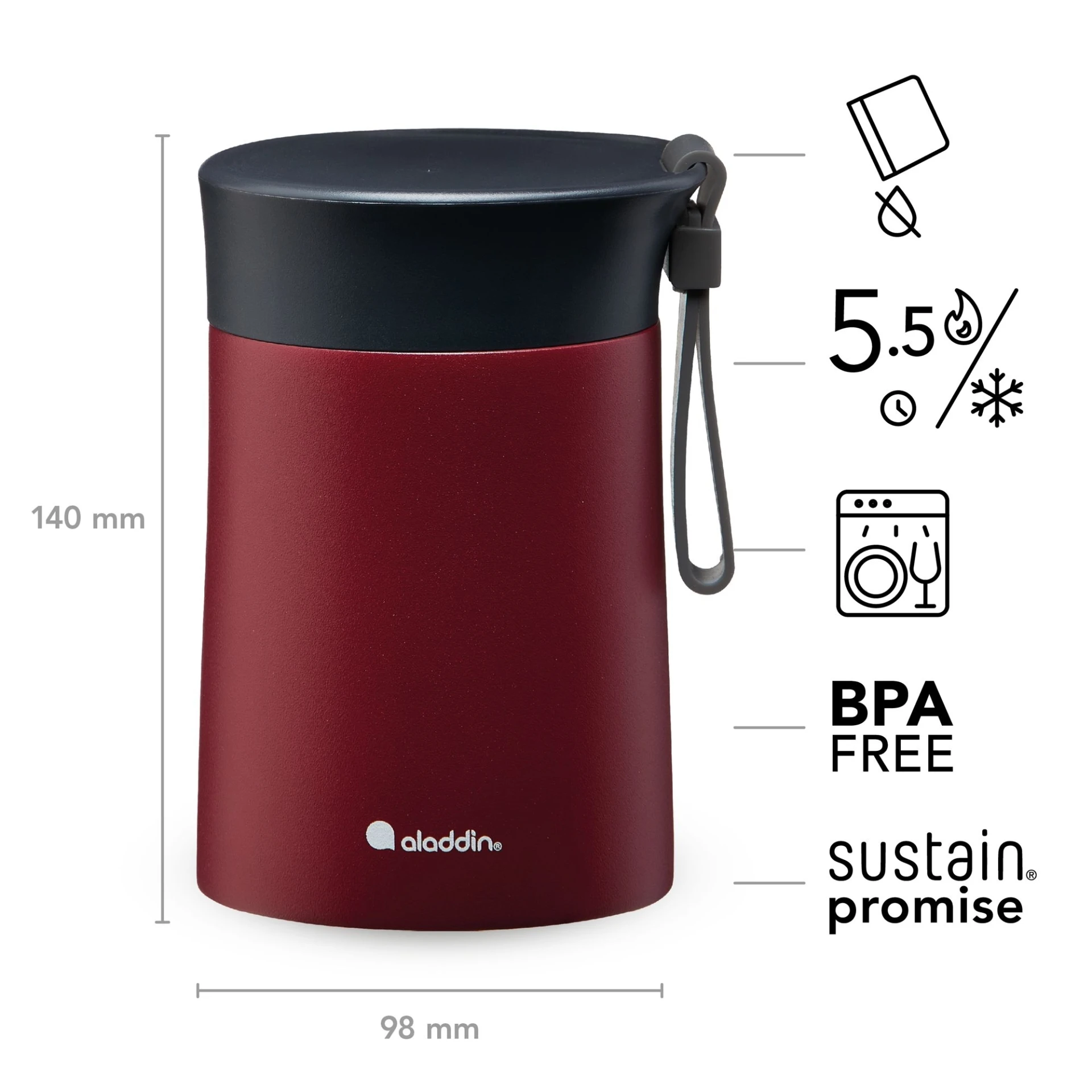 Aladdin Bistro Lunch Thermobecher 0,4 Liter burgund Aladdin Bistro Lunch Thermobecher 0,4 Liter burgund