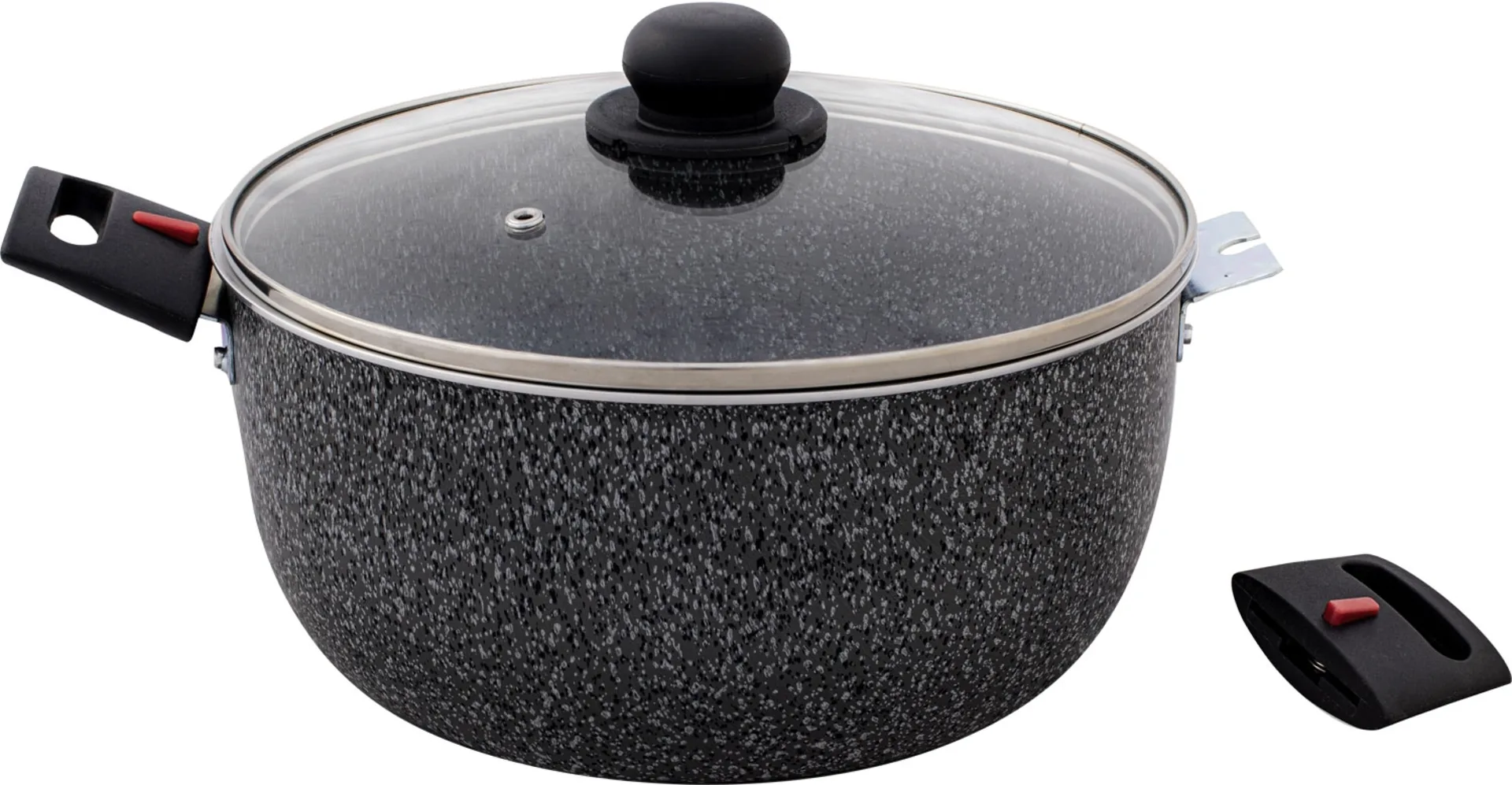 Berger Casserole en aluminium Stone Rock avec couvercle en verre 24 cm 4,5 litres