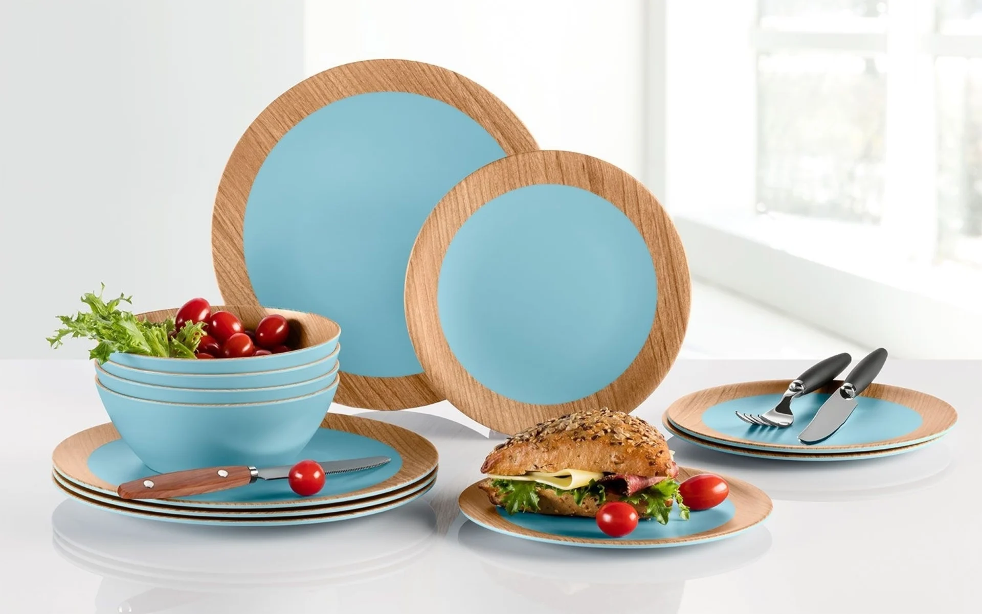 Berger Wood Melamin Geschirr-Set 12 teilig