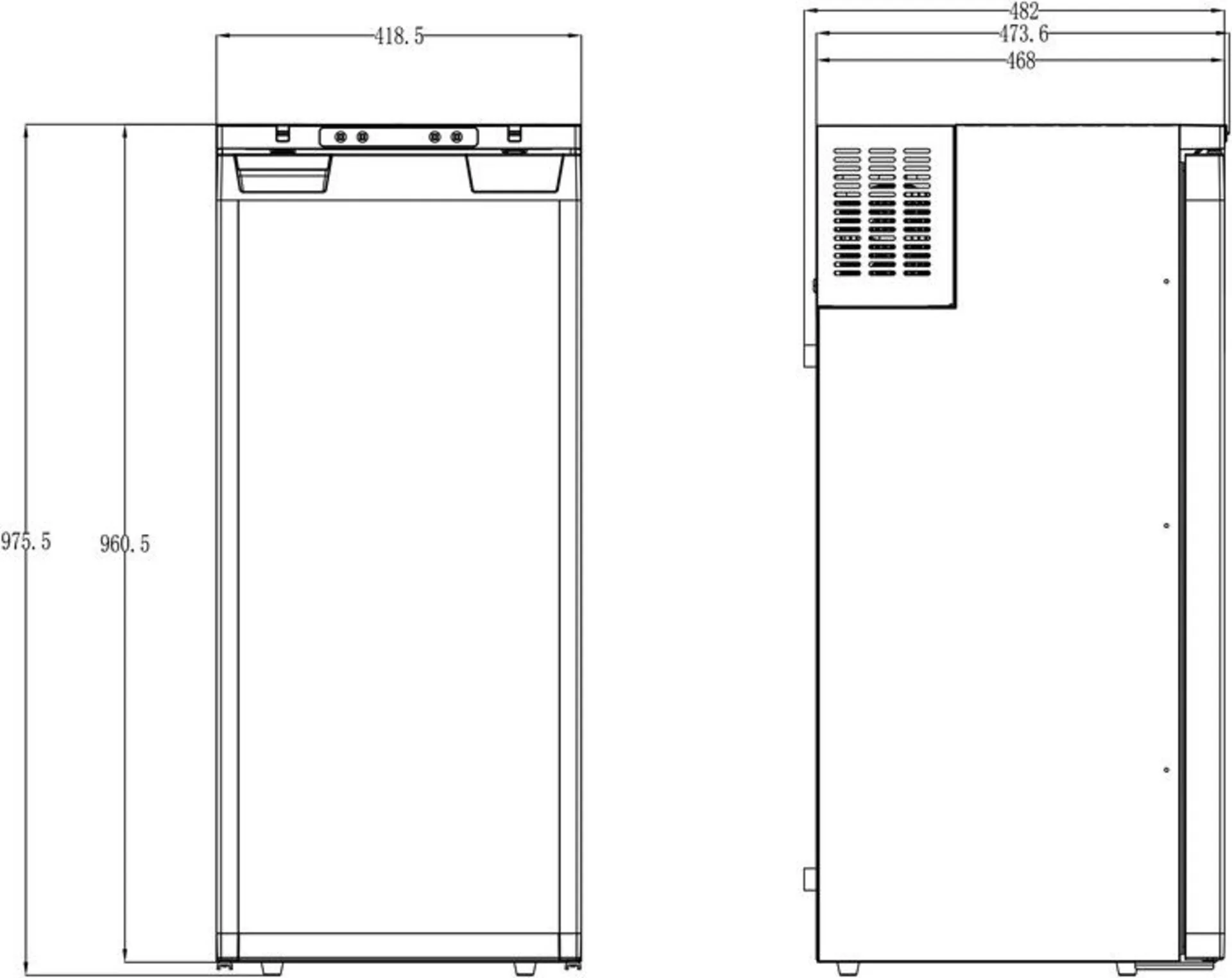 Einbaukühlschrank LR90L mit Kompressor und wechselbarem Türanschlag