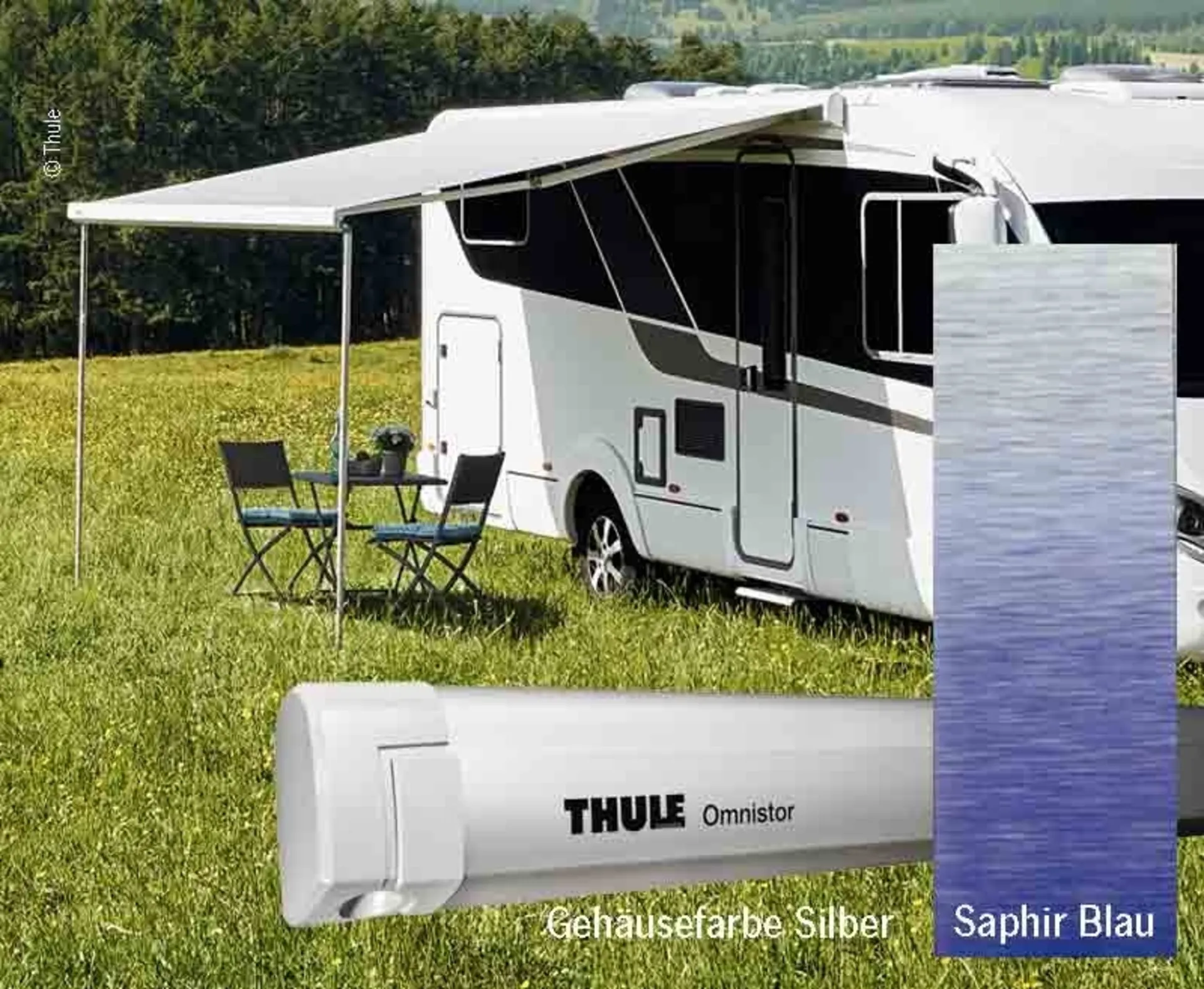 Thule Wandmarkise 5200 3,5m Gehäuse silber, Farbe: Saphir Blau