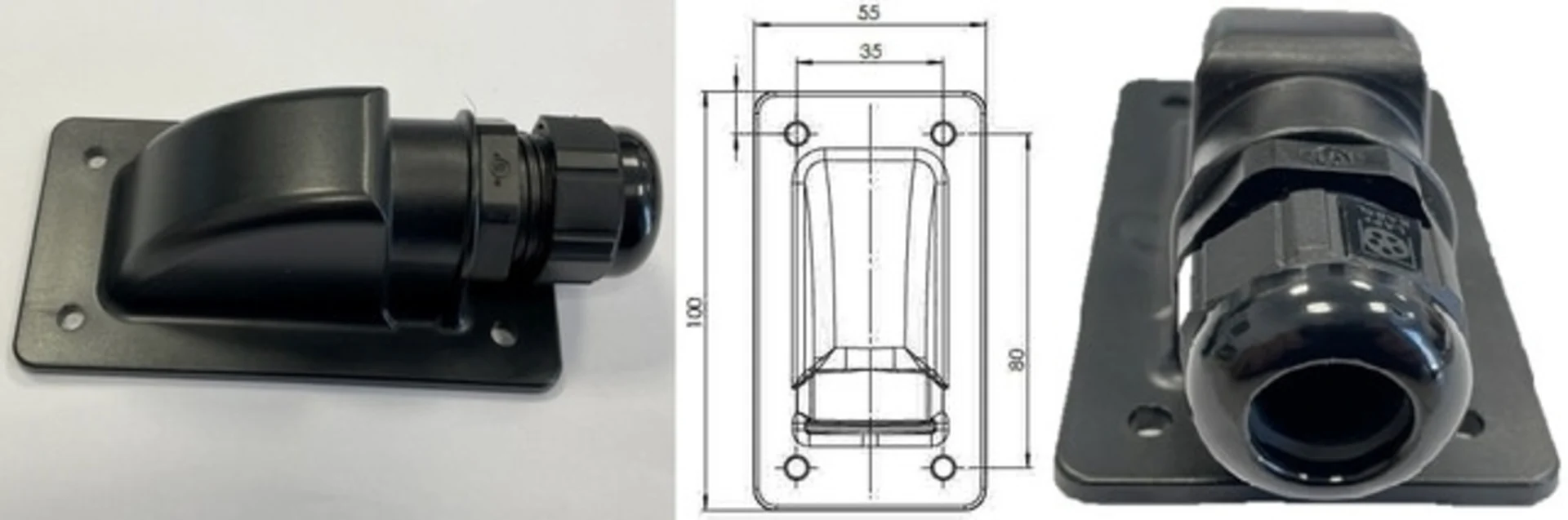 Dachdurchführung schmal für Mehrkabel-Systeme und  TWIN / Quad-Antennen Klemmbereich 10 - 14mm