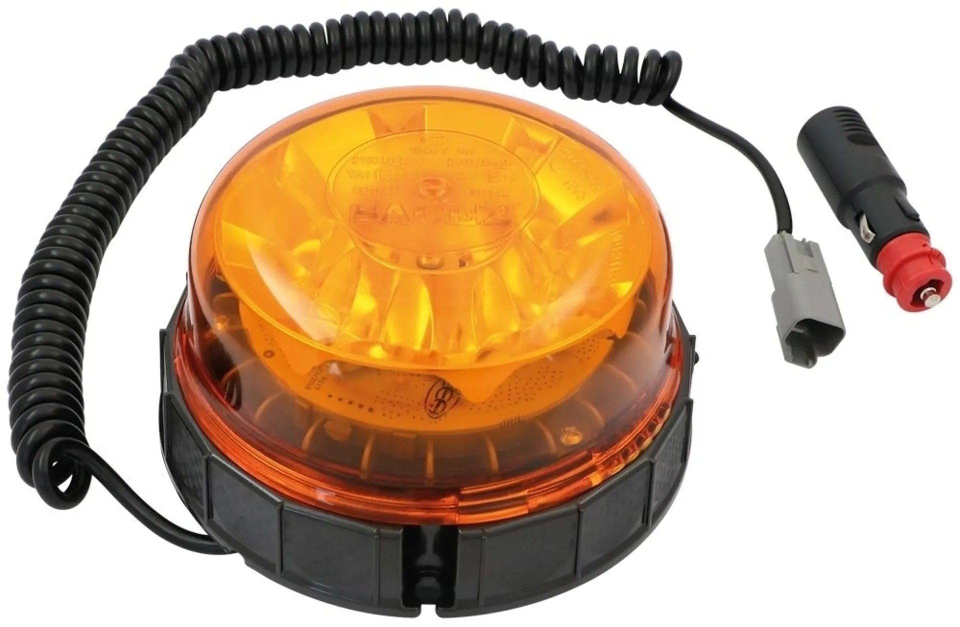 Gyrophare à LED Pegasus jaune 12/24 V avec prise allemande