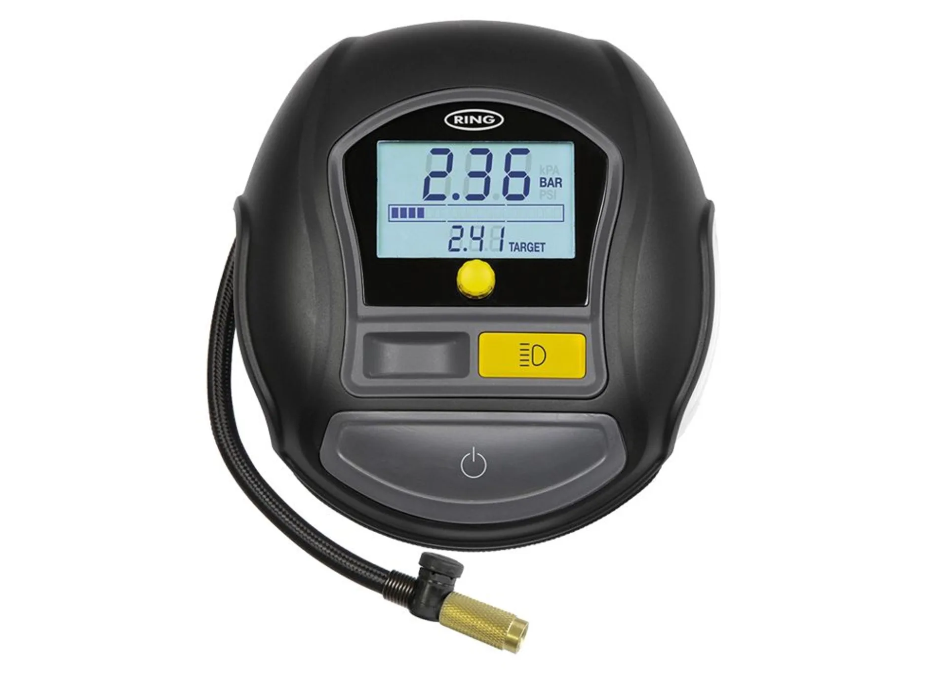 Ring Digitale 50 mm Reifenpumpe 12 V, 15 A, 180 W mit schneller Stopp-Automatik, Füllzeit: 2 min