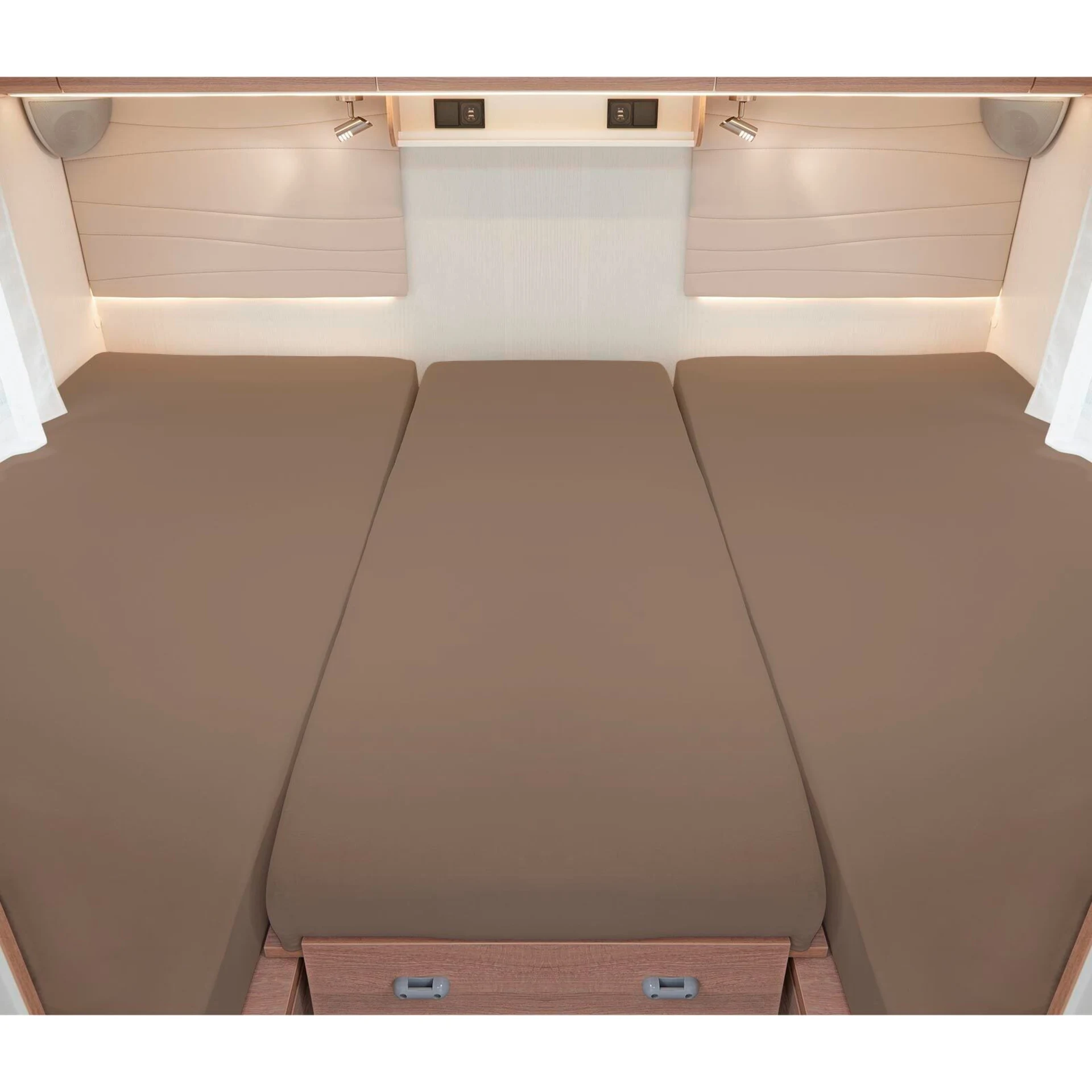 Spannbetttuch Set 3 teilig für Heckbetten taupe