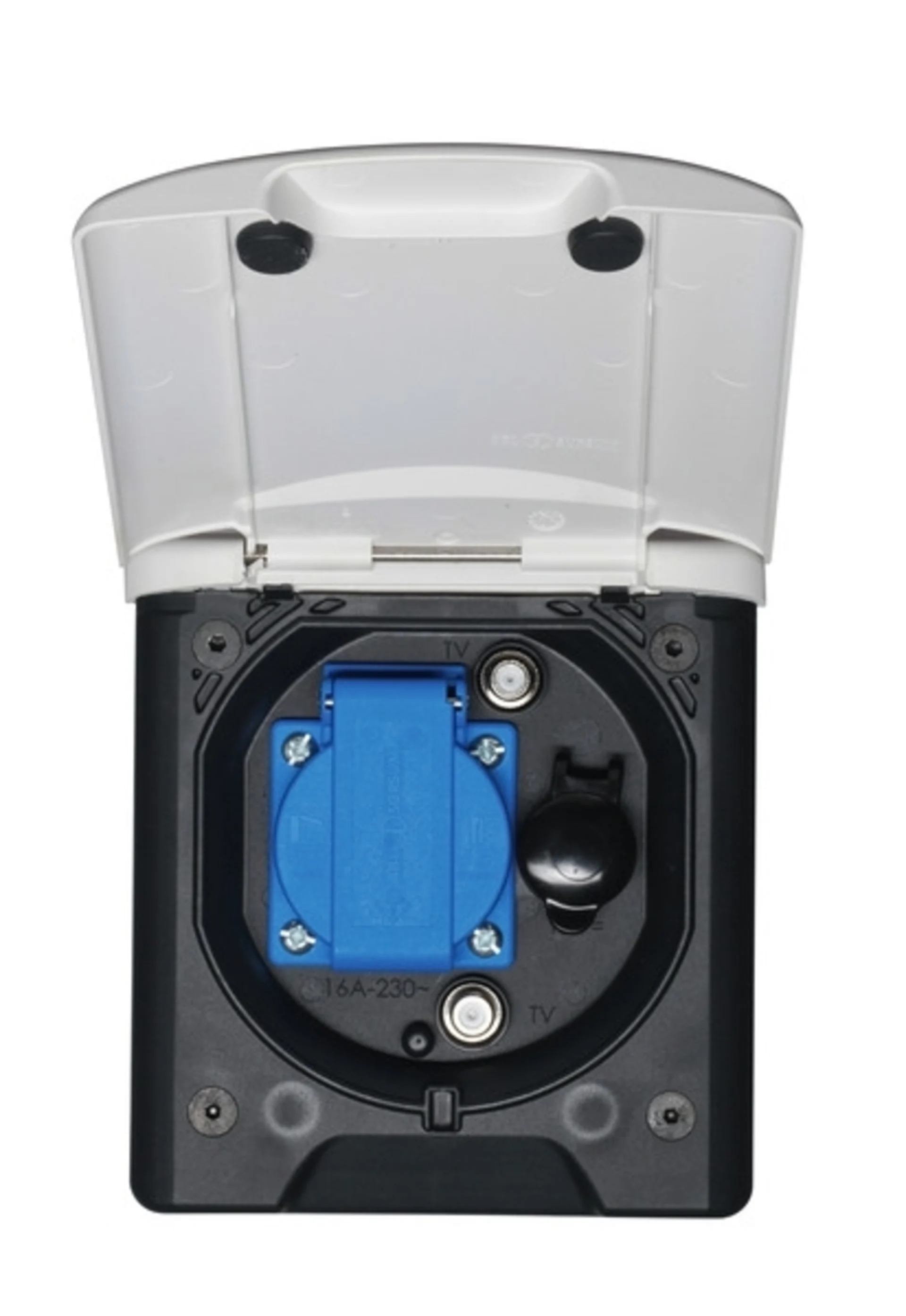 Prise universelle pour auvent 230V avec fermeture magnétique