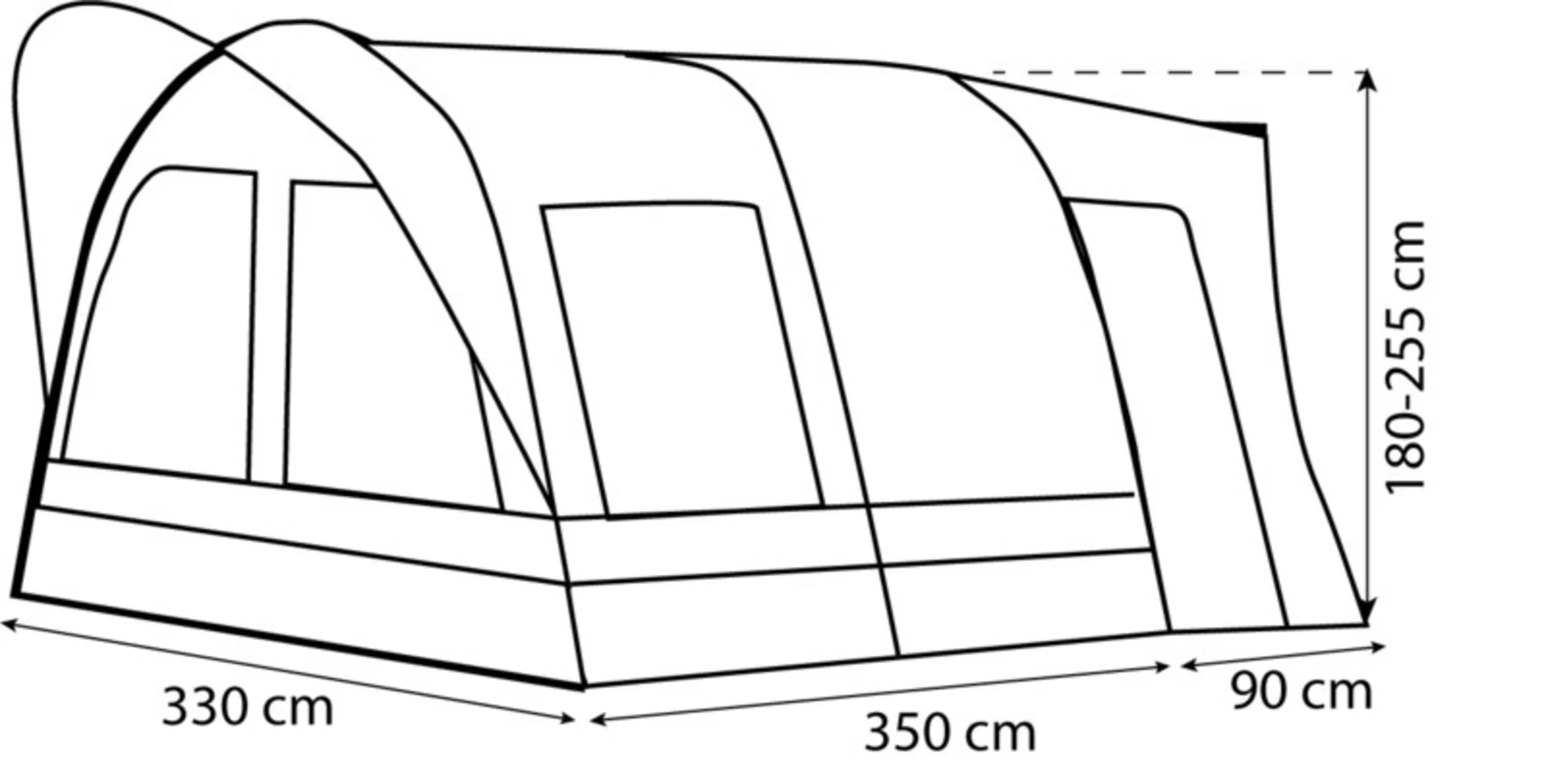 Buszelt Tour Cap Air II, Anbauhöhe 180-255cm, frei