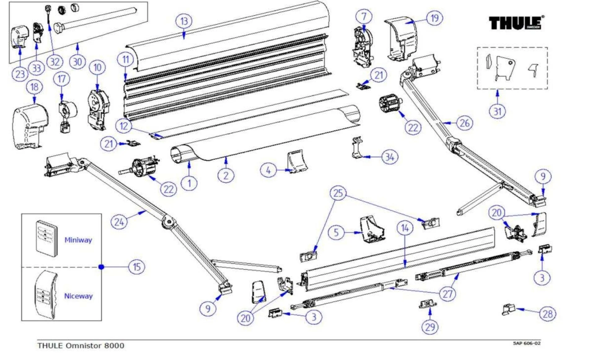 Thule pied de support pour longueur de store 3,5 - 4,5m Thule pied de support pour longueur de store 3,5 - 4,5m