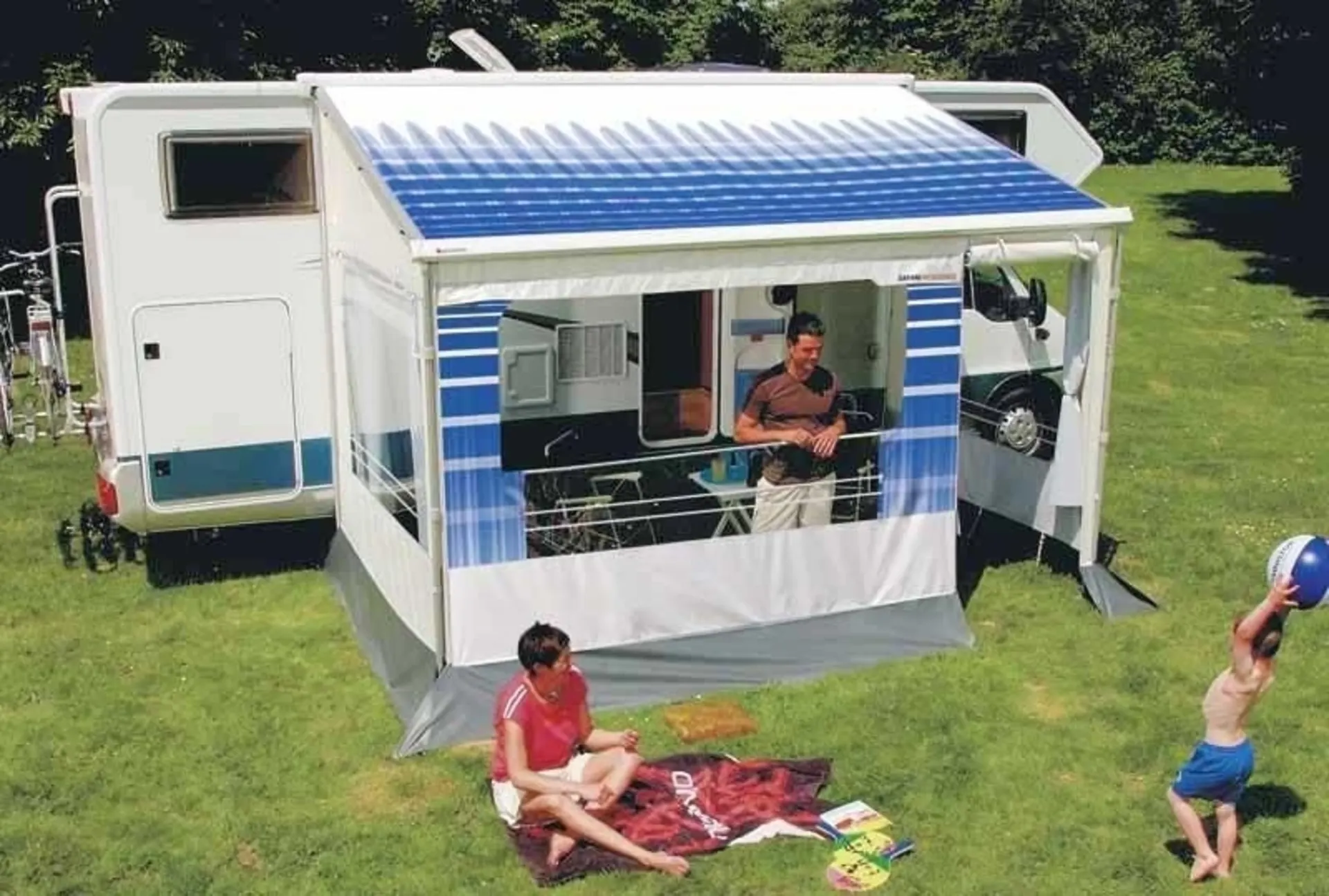Omnistor Safari Residence Markisenvorzelt für Wohnmobile mit einer Höhe von 230 bis 244 cm, inklusive Saf,Room Resid,500cmBluSm in Medium-Grösse