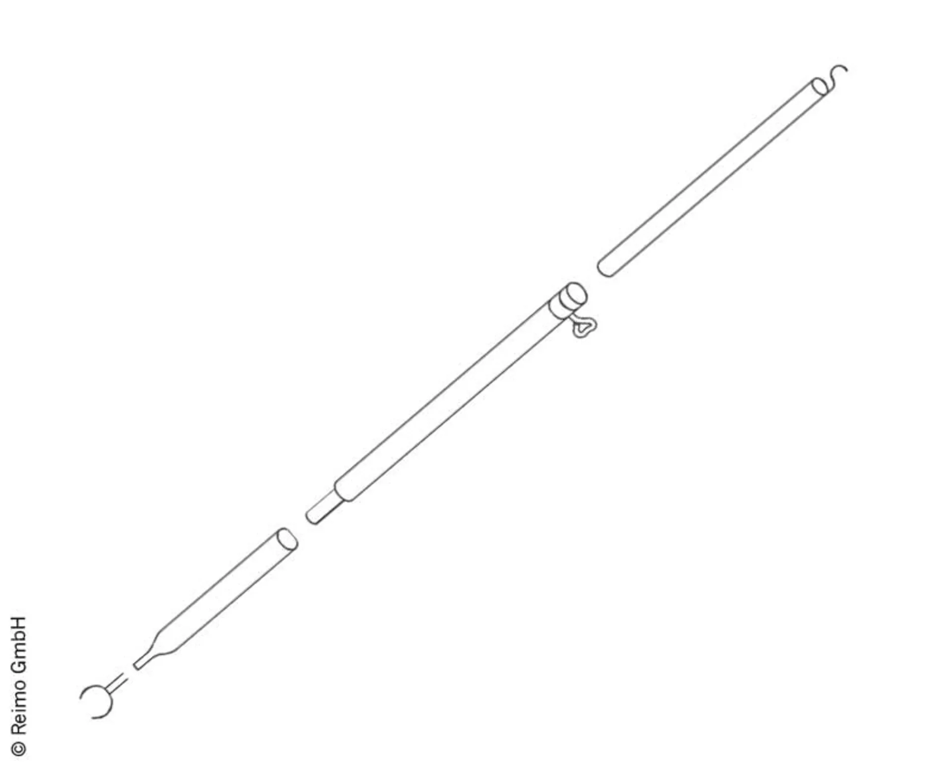 Barre de crochet de toit en aluminium, en 3 parties, 1.6-2.6m de long avec un diamètre de Ø32x1.5mm/Ø28x1.5mm
