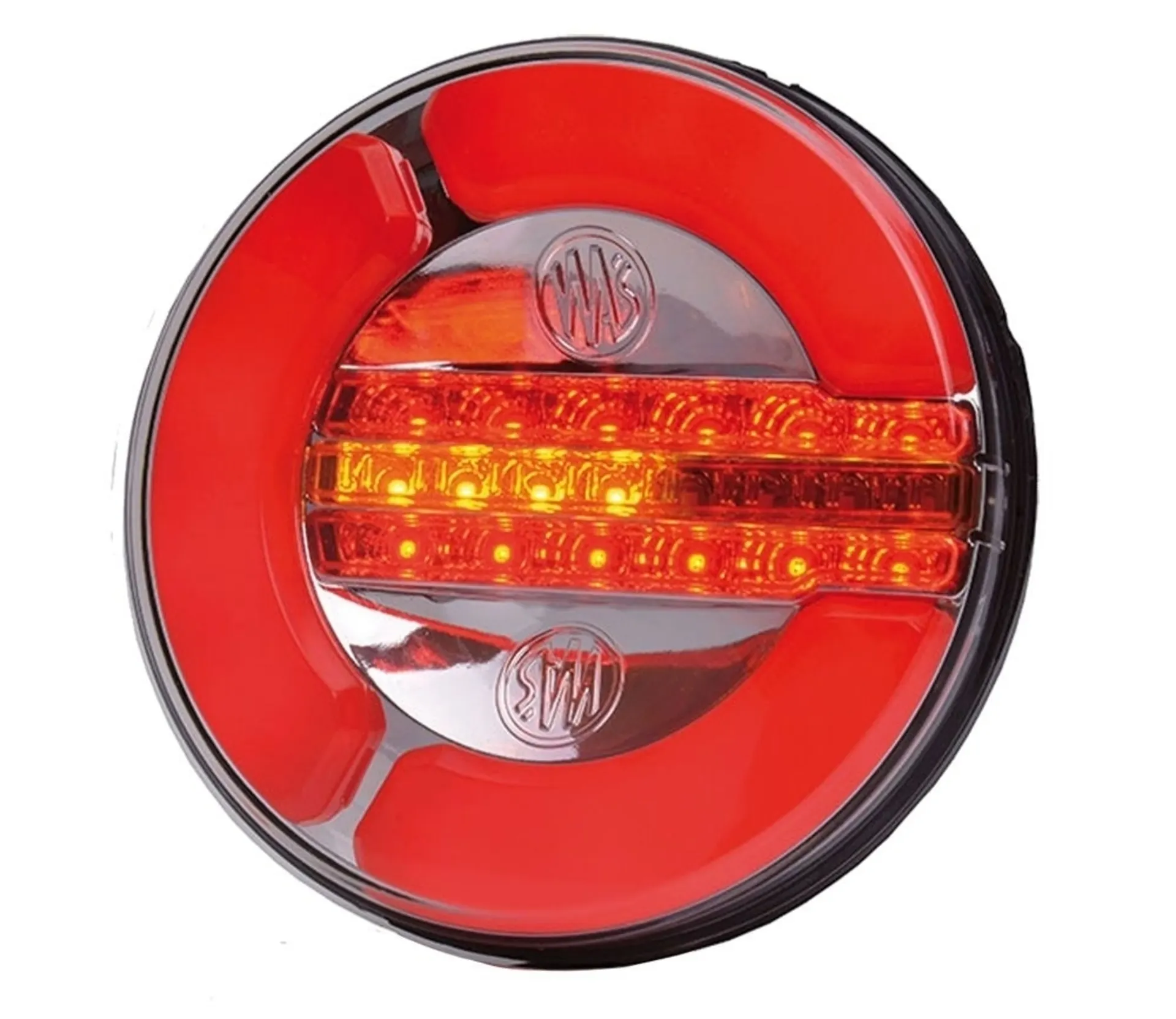 WAS - LED-Schlussleuchte 12/24 V links+rechts ø 142 x 48 mm, IP68, dynamisches Blinklicht WAS - LED-Schlussleuchte 12/24 V links+rechts ø 142 x 48 mm, IP68, dynamisches Blinklicht