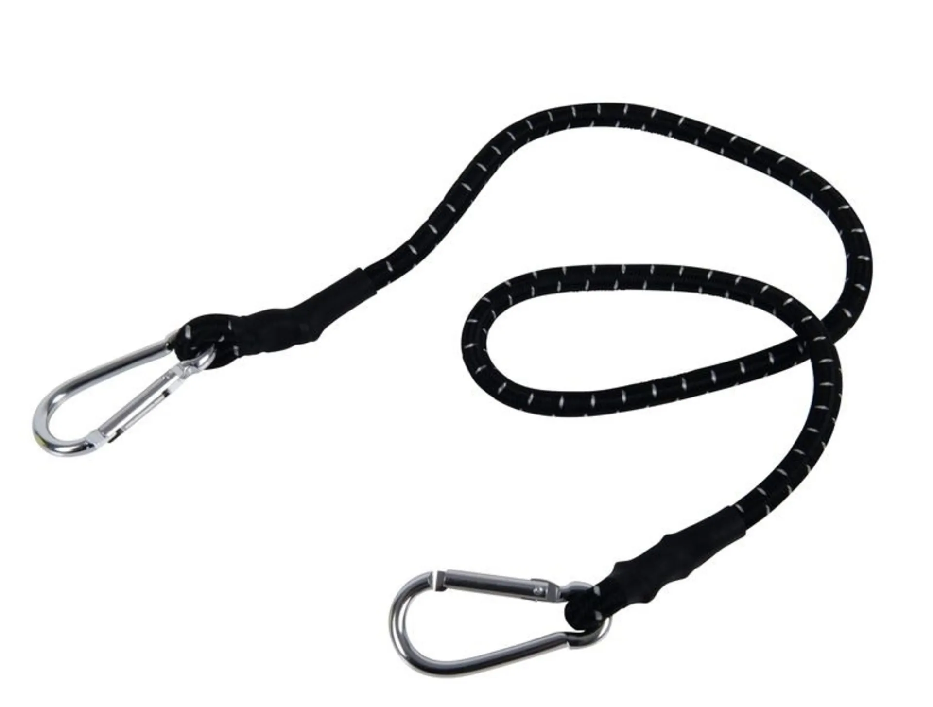Dehnbarer Gummispanner mit Aluhaken, schwarz, 80-140cm Länge und 10mm Durchmesser