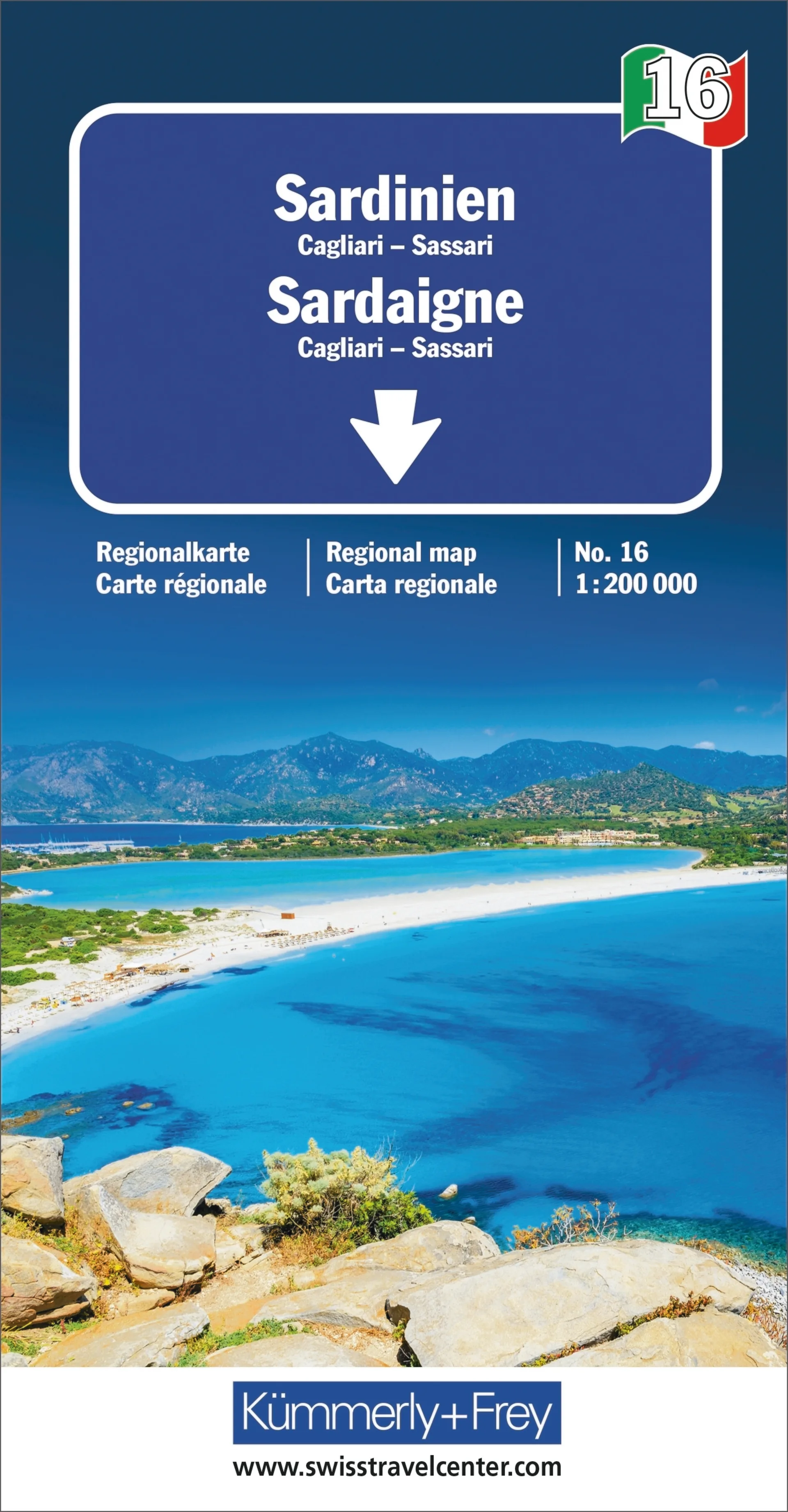 Sardinien Nr. 16 Regionalkarte Italien 1:200 000