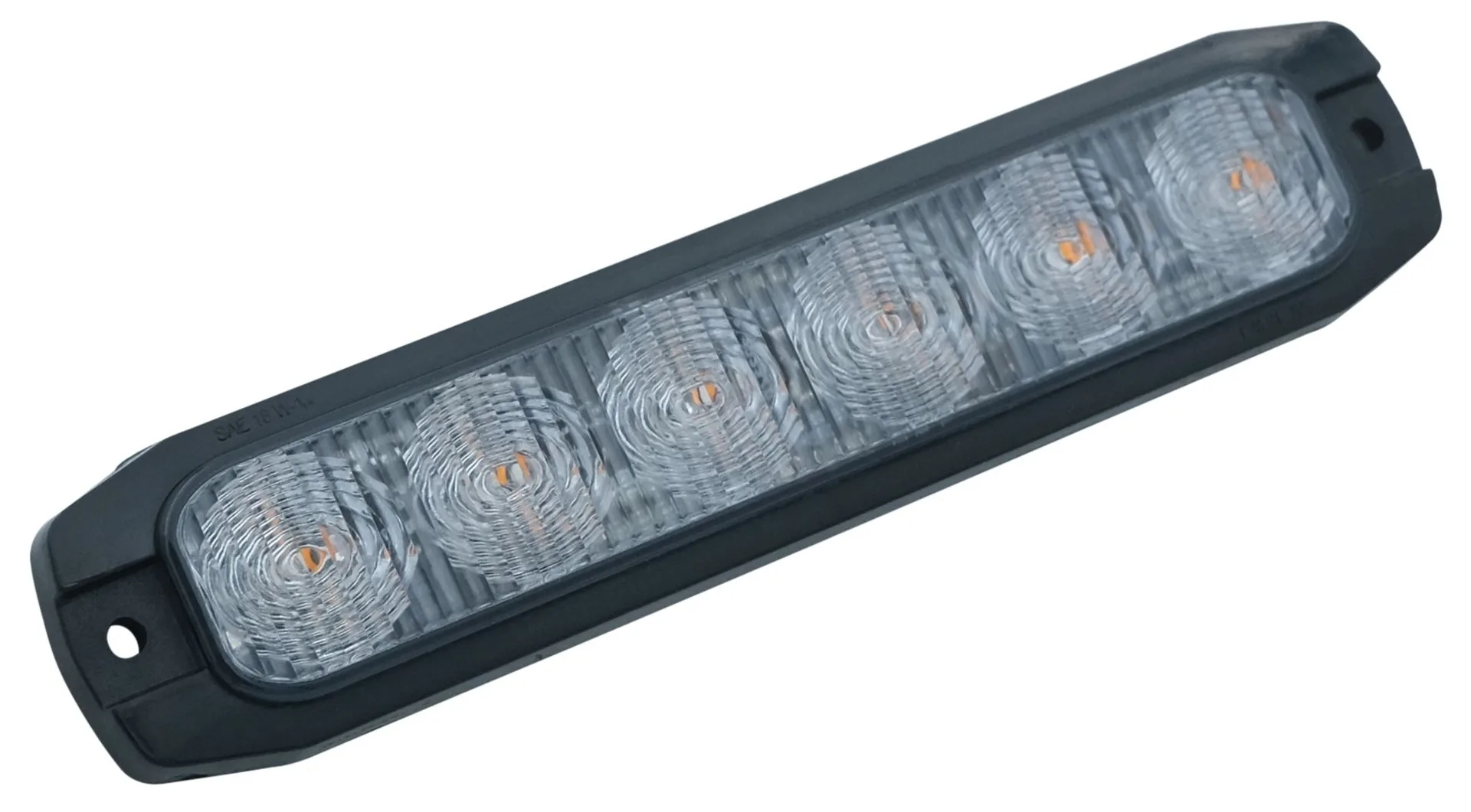 911 Signal LED-Blitzleuchte FIN6, blau/gelb, ECE-R65, 12 / 24 V 119.5 x 22.5 x 7 mm, 6 x 3 W, ECE-R65
