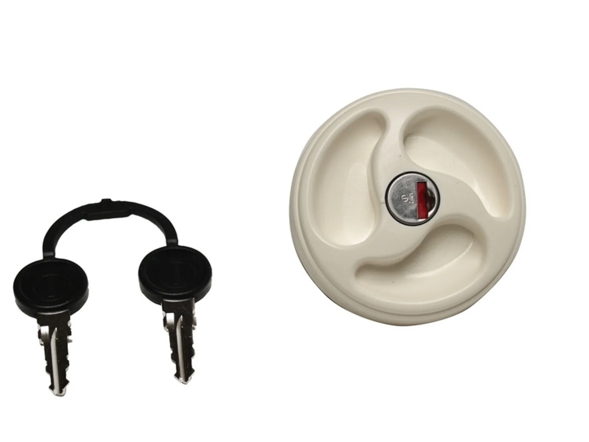 3-Griff Tankschloss mit Zylinder und 2 Schlüsseln - Weiß
