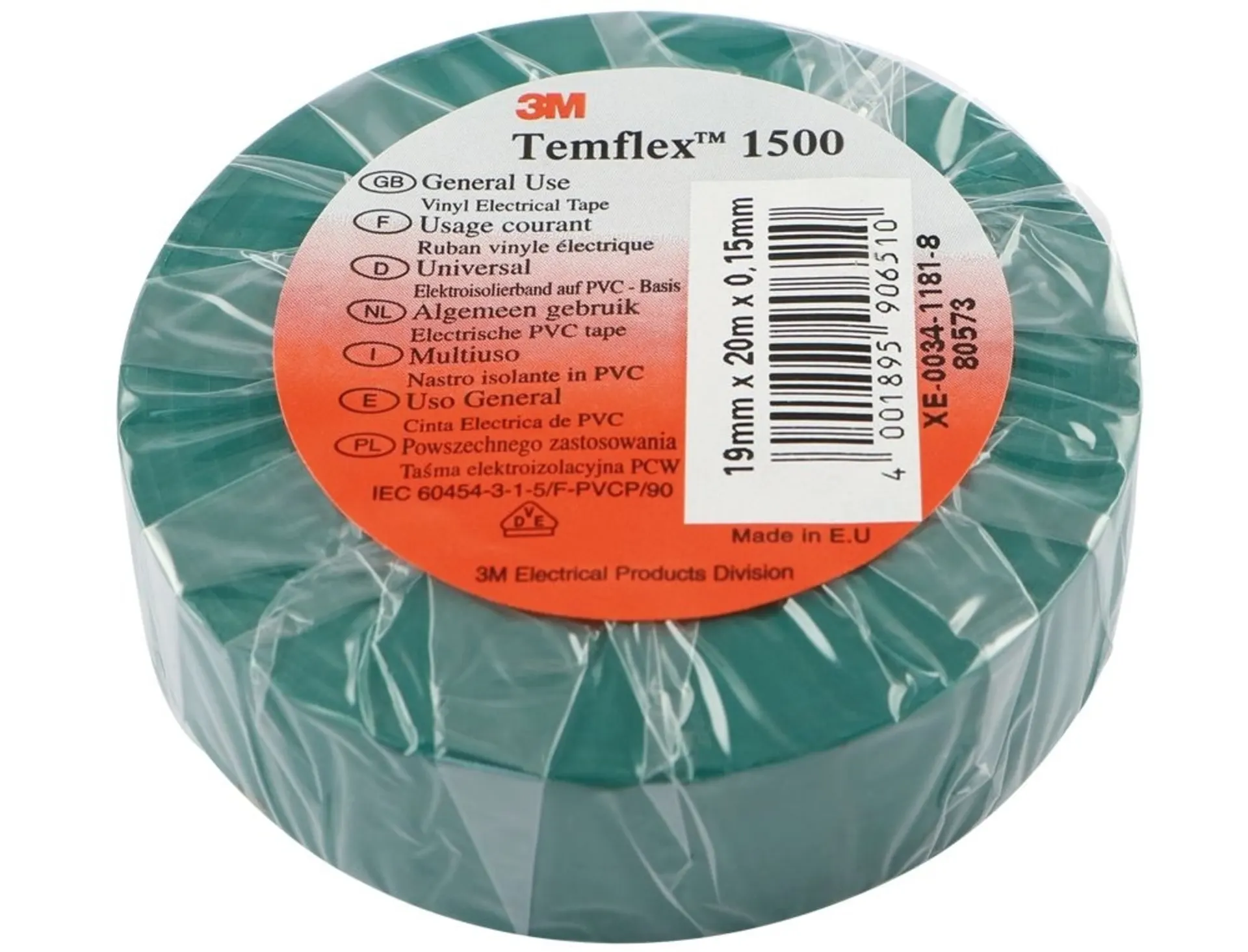 1 rouleau de ruban isolant 3M 20mx19mm vert 1 rouleau de ruban isolant 3M 20mx19mm vert