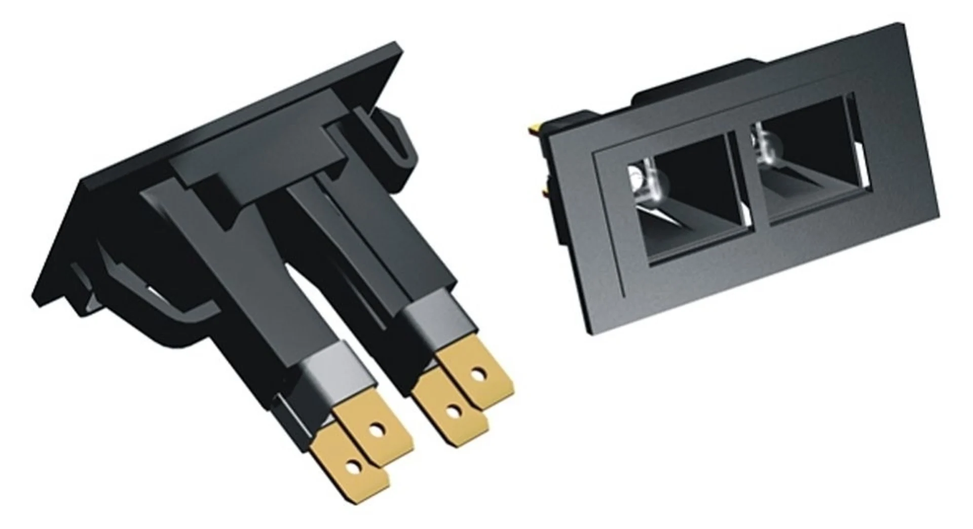 Doppelrahmen mit Kontrollleuchten 12V 44x22mm / 12V Doppelrahmen mit Kontrollleuchten 12V 44x22mm / 12V