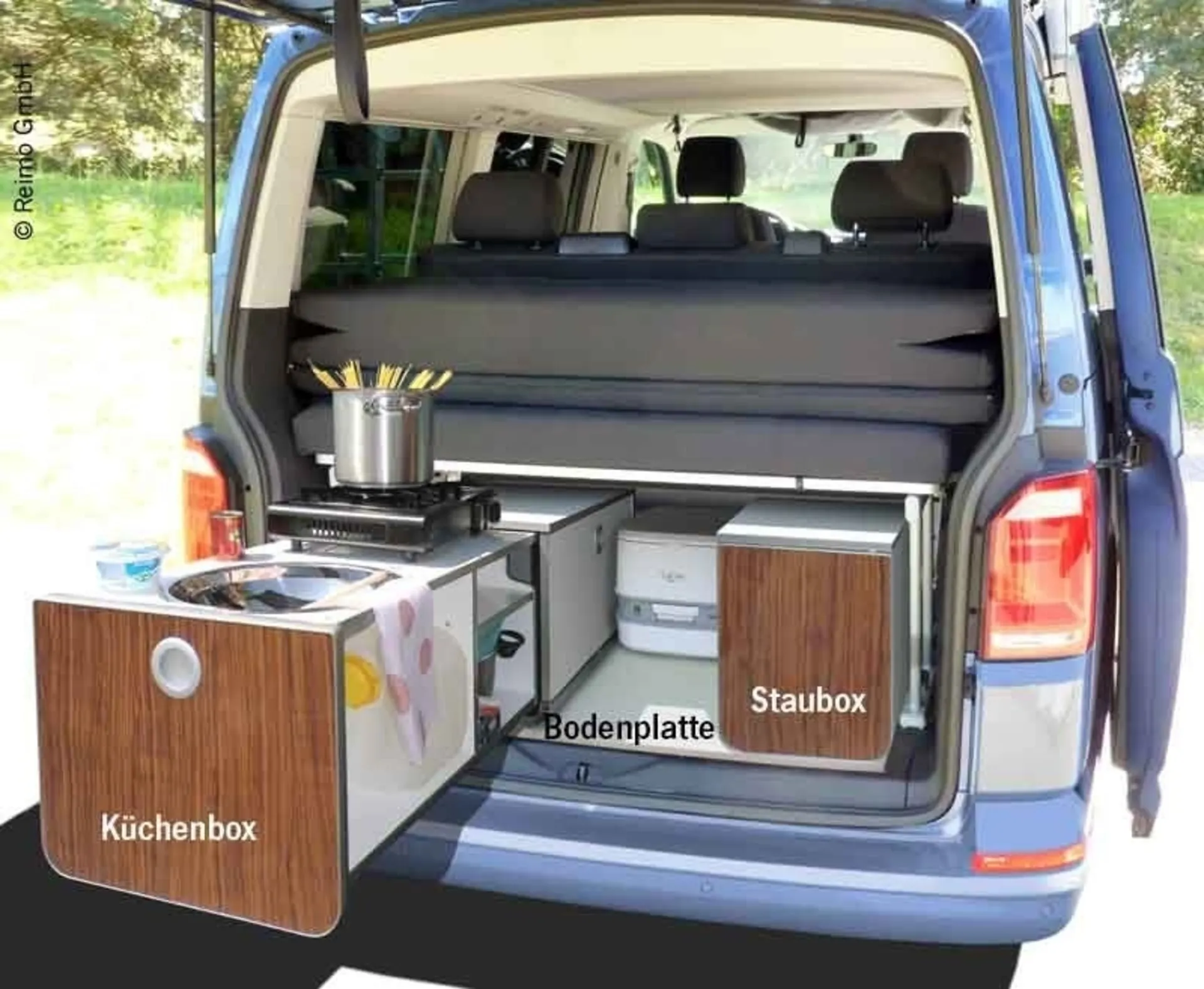Küchenbox für VW T5/T6 Multivan/California Beach mit 3-Personen-Sitzbank