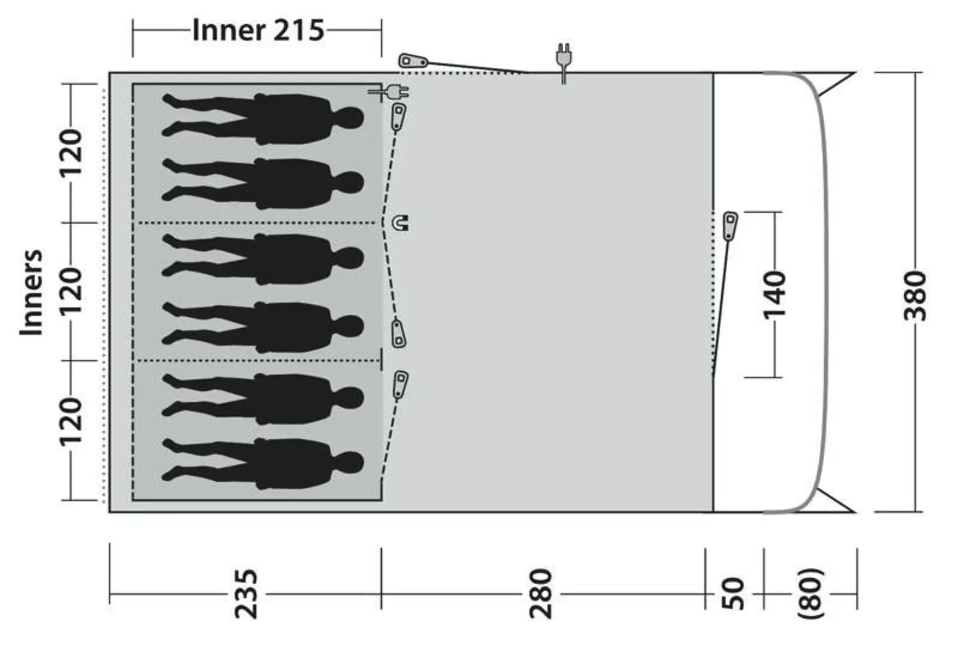 Tente tunnel Outwell Denver 6 pour 6 personnes Tente tunnel Outwell Denver 6 pour 6 personnes