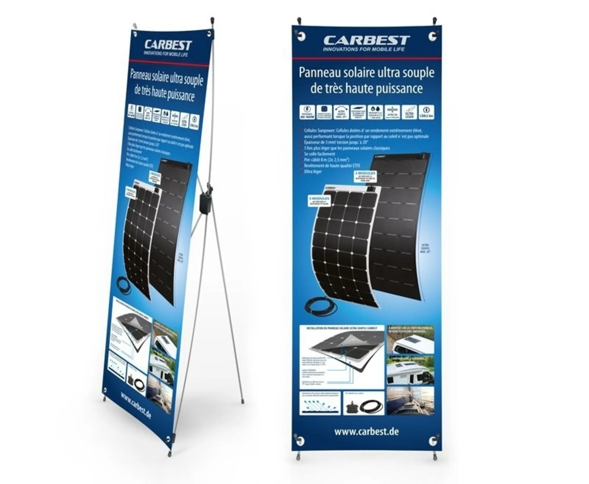Carbest X-Banner avec motif de panneau solaire (français, 60x180cm)