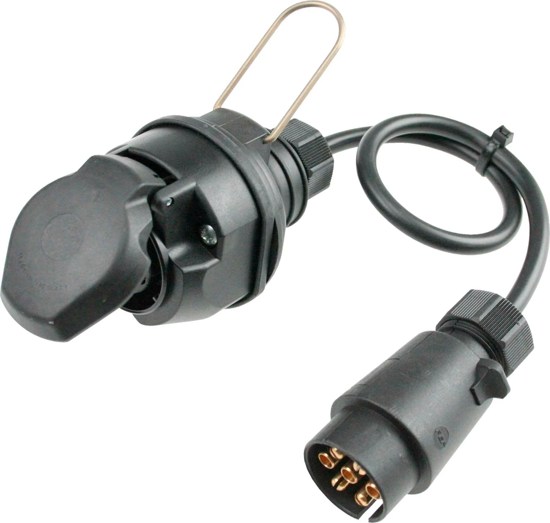 Caravan Adapterkabel Stecker 7-polig auf Steckdose 13polig mit Deckel 0,6 m