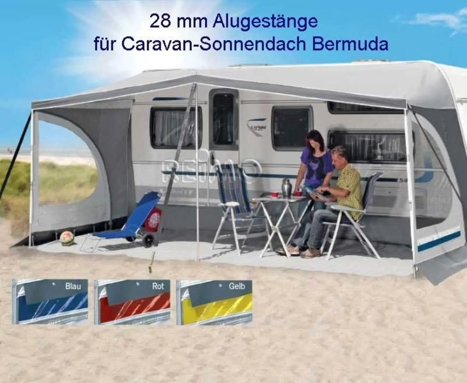 Herzog Caravan-Sonnendach Bermuda Alugestänge 28mm Grösse 4 Umlaufmass 791-830cm