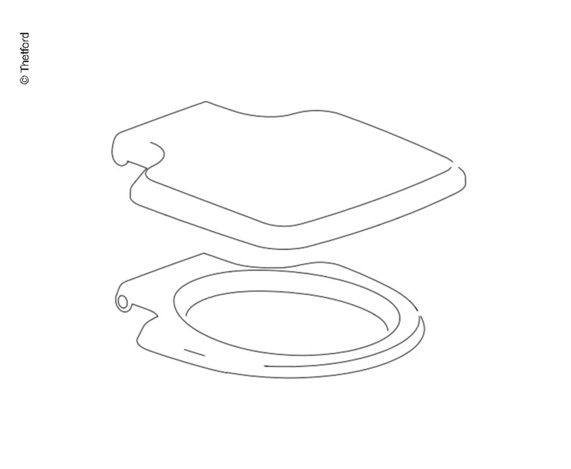 Siège de toilettes Thetford avec couvercle pour Porta Potti 145/165/345/365 blanc de sécurité