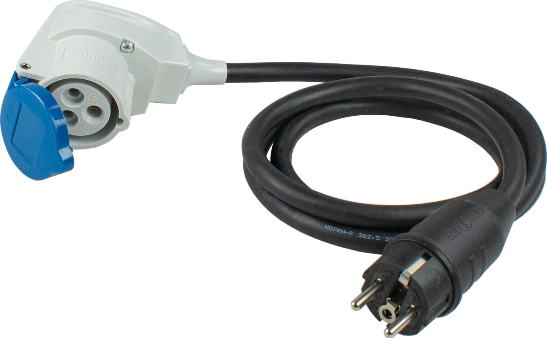 AS-Schwabe Câble adaptateur fiche à contact de protection avec prise coudée CEE 3 pôles