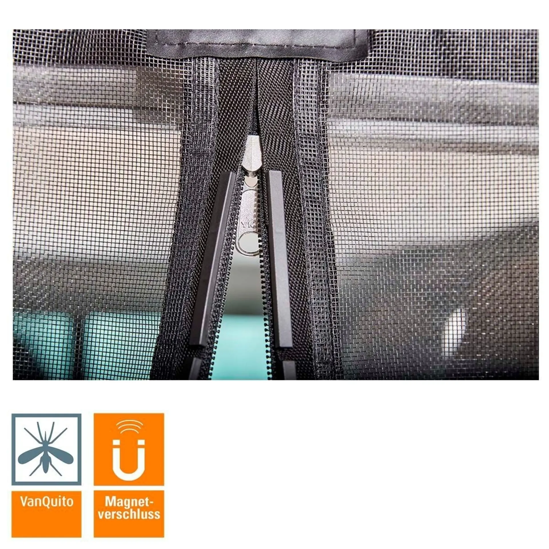 Moskitonetz VanQuito VW T5 / T6 mit Magnet-Reißverschluss Schiebetür standard