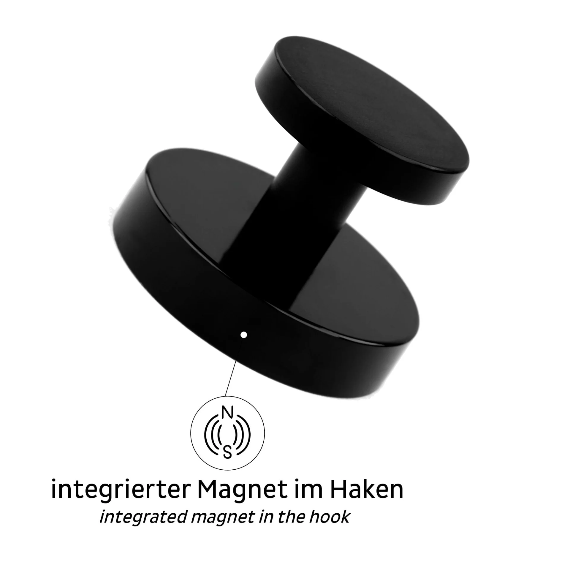 silwy® Magnet-Haken "SPOT" inkl. Metall-Nano-Gel-Pad BLACK