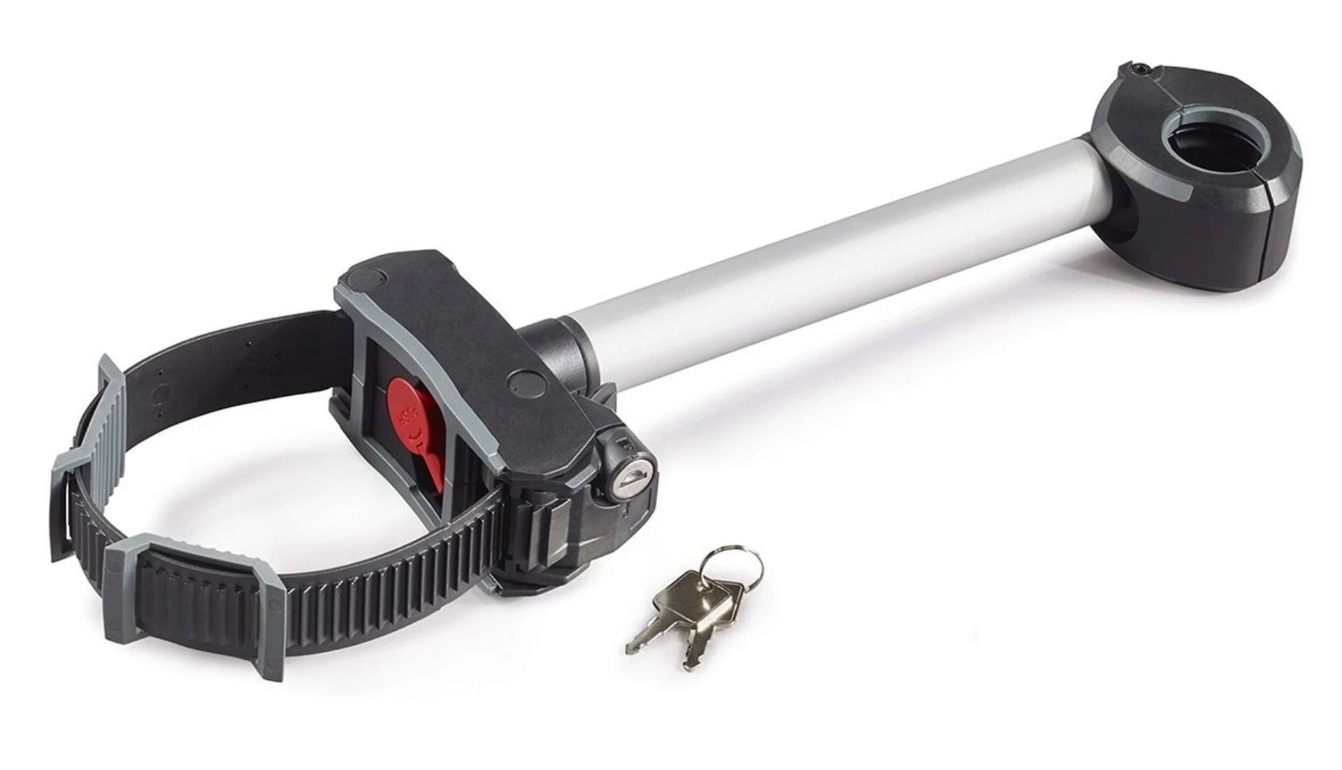 Écarteur Uebler verrouillable avec sangle à crans pour un deuxième vélo sur un porte-vélos à attelage Écarteur Uebler verrouillable avec sangle à crans pour un deuxième vélo sur un porte-vélos à attelage