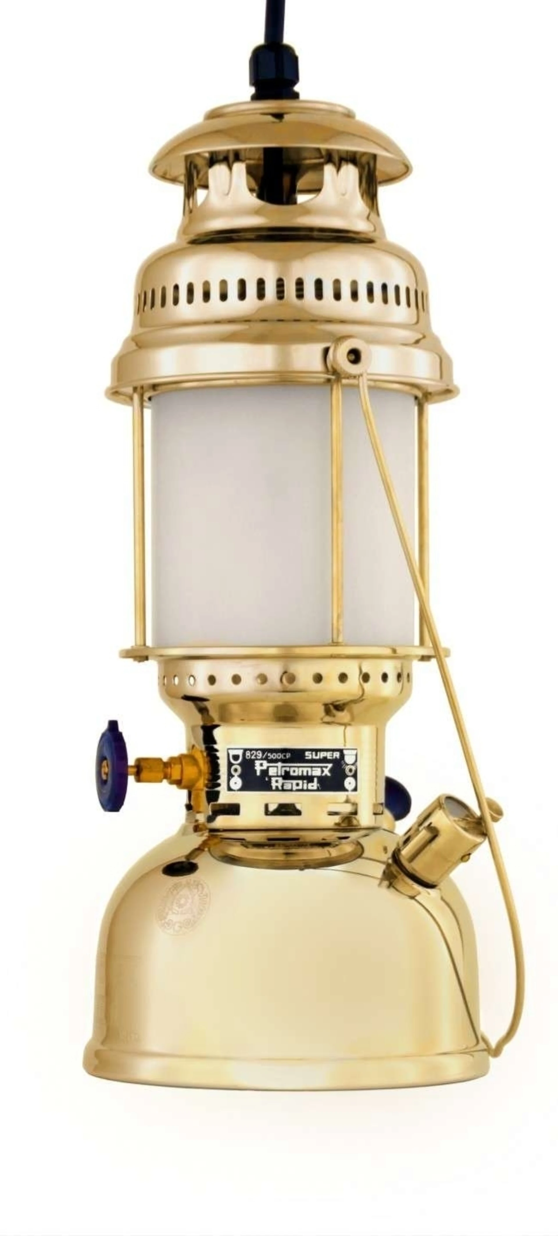 Lampe électrique HK500 plafond Petromax laiton poli