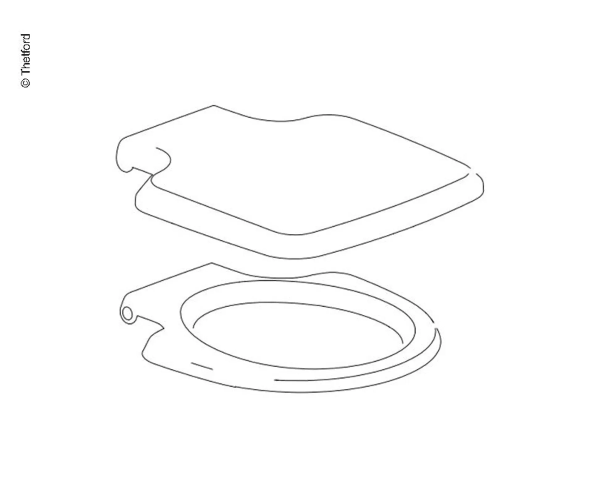 Siège de toilettes Thetford avec couvercle pour Porta Potti 145/165/345/365 blanc de sécurité