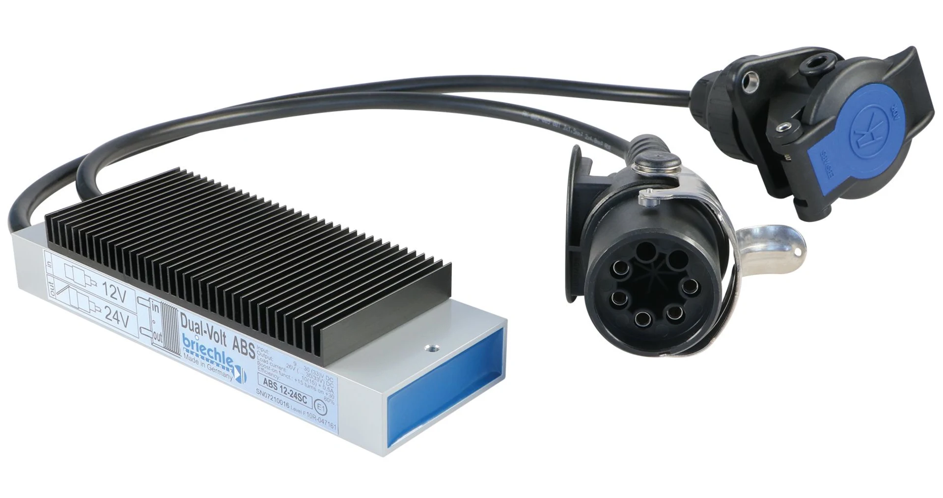 Briechle - ABS/EBS-Spannungsverdoppler 12->24 V 10 A 200 x 70 x 40 mm, mit 12 V Stecker und 24 V Dose