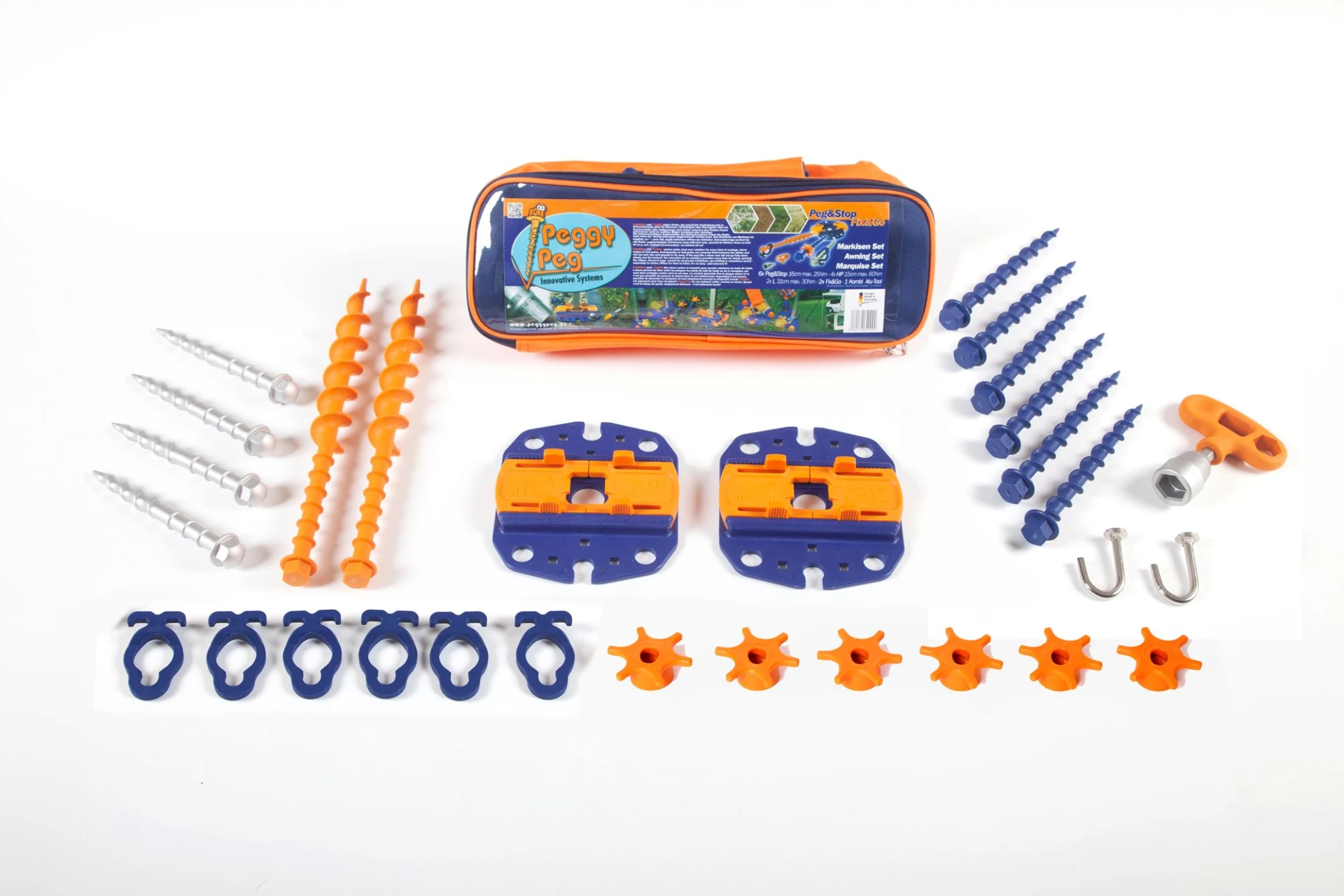 Peggy Peg Fix&Go Peg&Stop Markisen Set mit Schraubheringe und Ankerplatten 30-tlg.