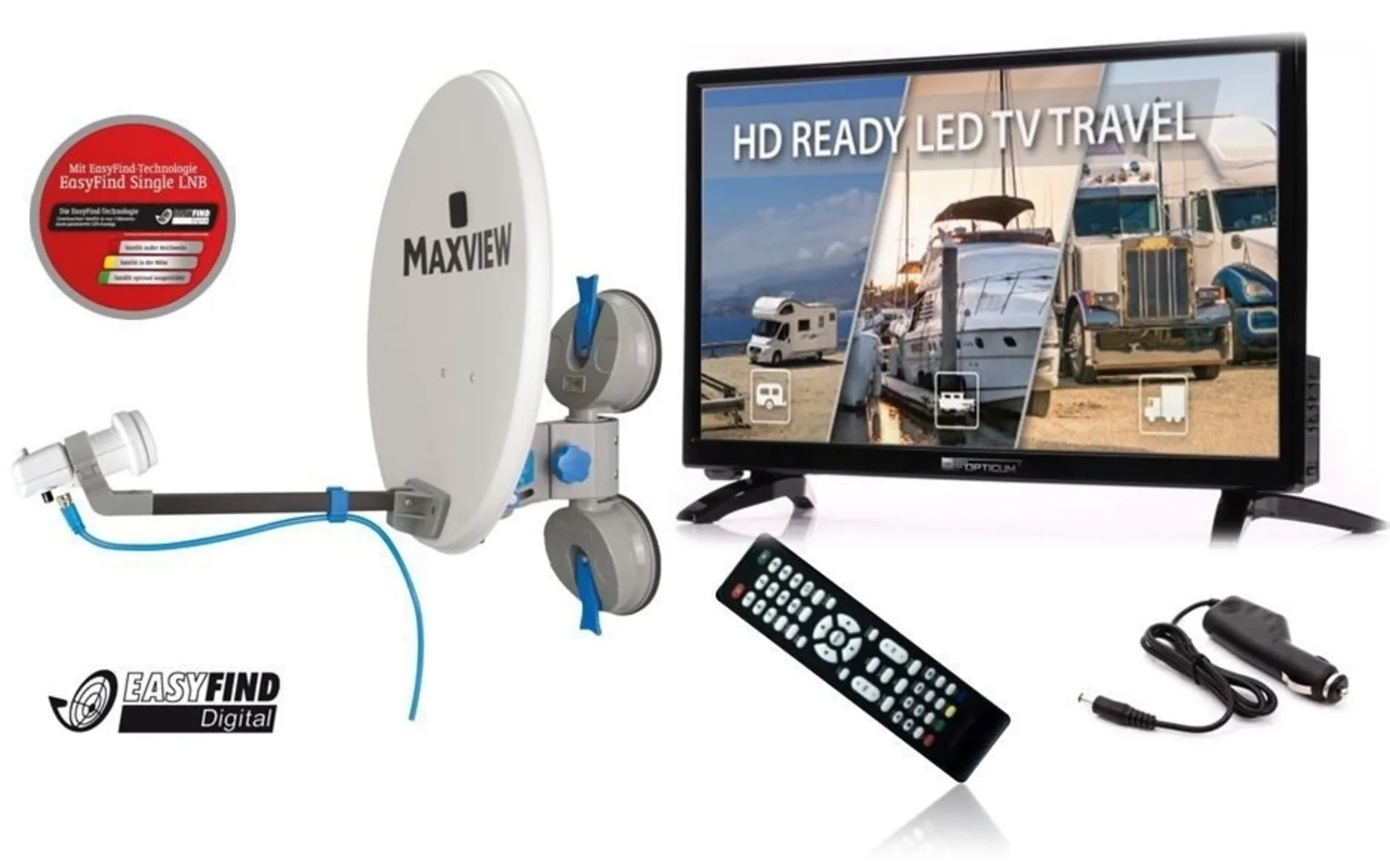 Maxview EasyFind Remora Pro Mobile Camping Sat-Anlage Komplettset inkl. 24" LED Fernseher
