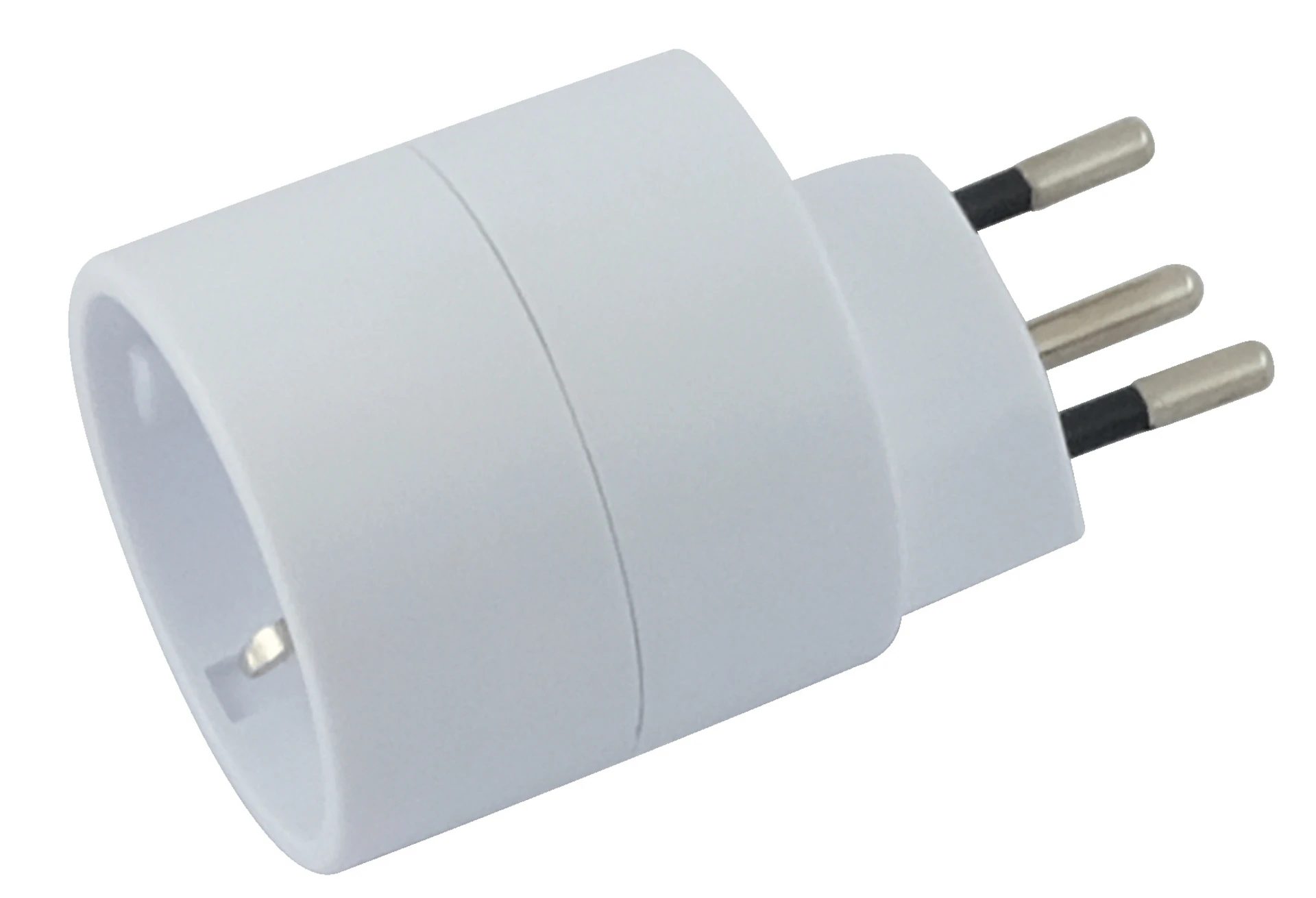 Reiseadapter asymmetrisch, Stecker Typ 12 / Dose Schuko von T12 CH auf Schuko