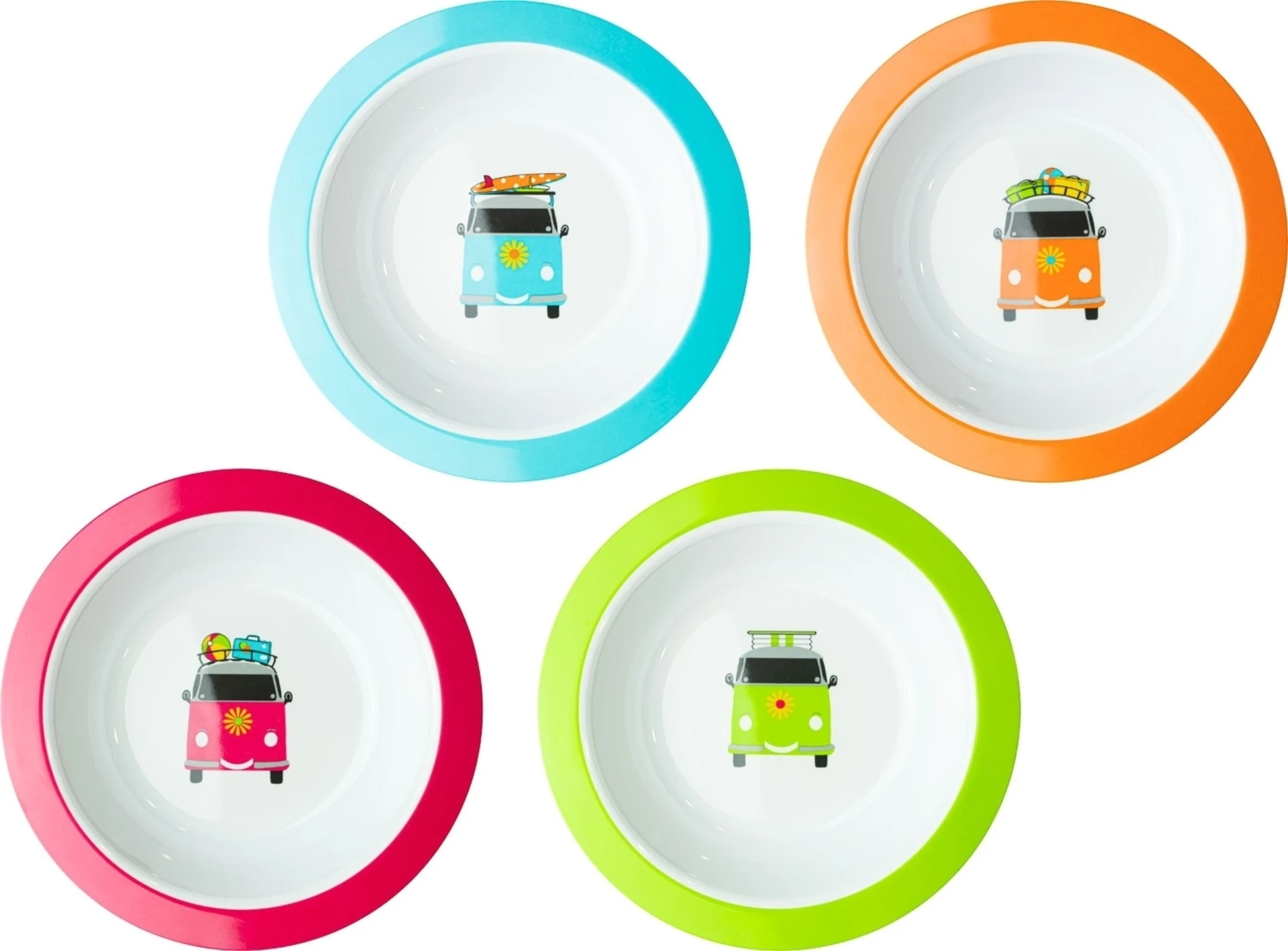 Flamefield Camper Smiles Set d'assiettes à soupe 4 pcs. Flamefield Camper Smiles Set d'assiettes à soupe 4 pcs.