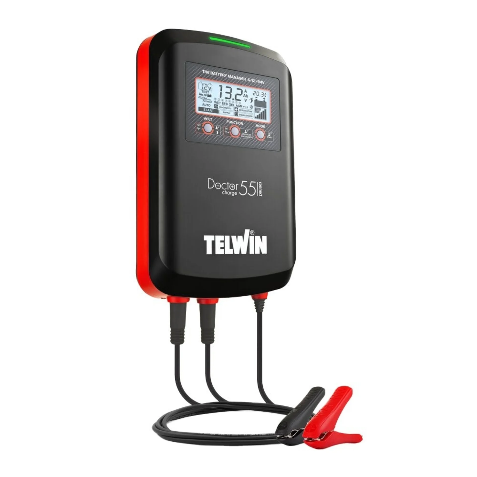 Telwin - Chargeur d'atelier Doctor Charge 55 Connect 6 - 24 V 200 x 330 x 92 mm, 6/12/24 V, 50 A Telwin - Chargeur d'atelier Doctor Charge 55 Connect 6 - 24 V 200 x 330 x 92 mm, 6/12/24 V, 50 A