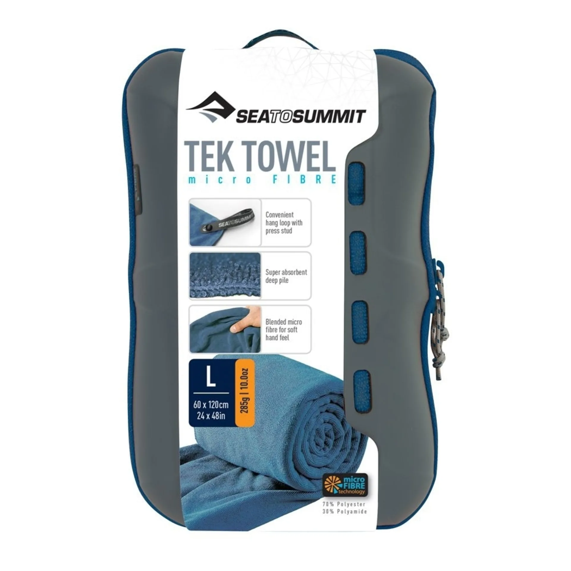 Sea to Summit TEK Frottee Mikrofaser Handtuch Small Cobalt Blau