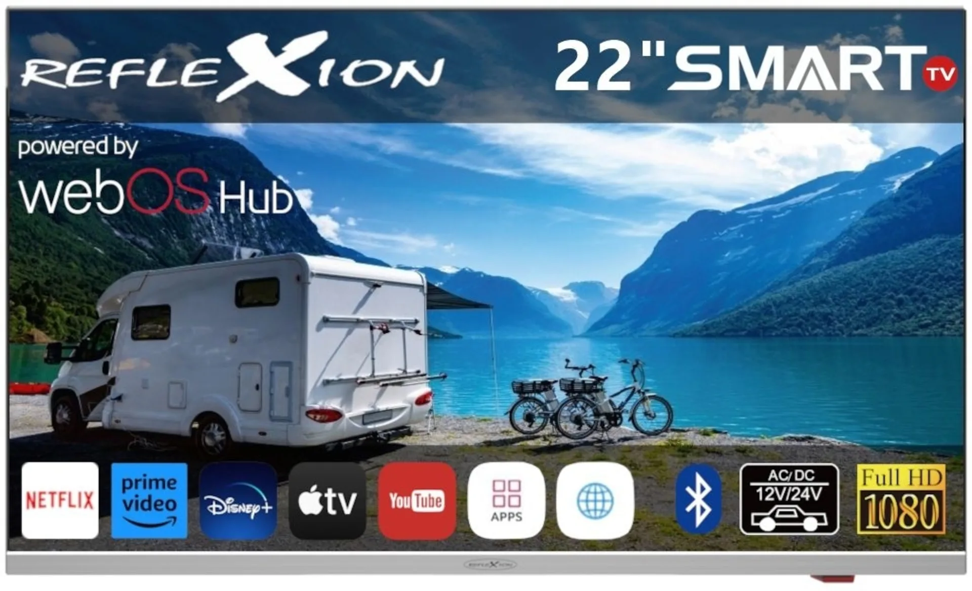 Téléviseur Smart LED Reflexion 22 pouces (webOS) avec lecteur DVD et tuner HD DVB-S2/C/T2 LDDX22iBT