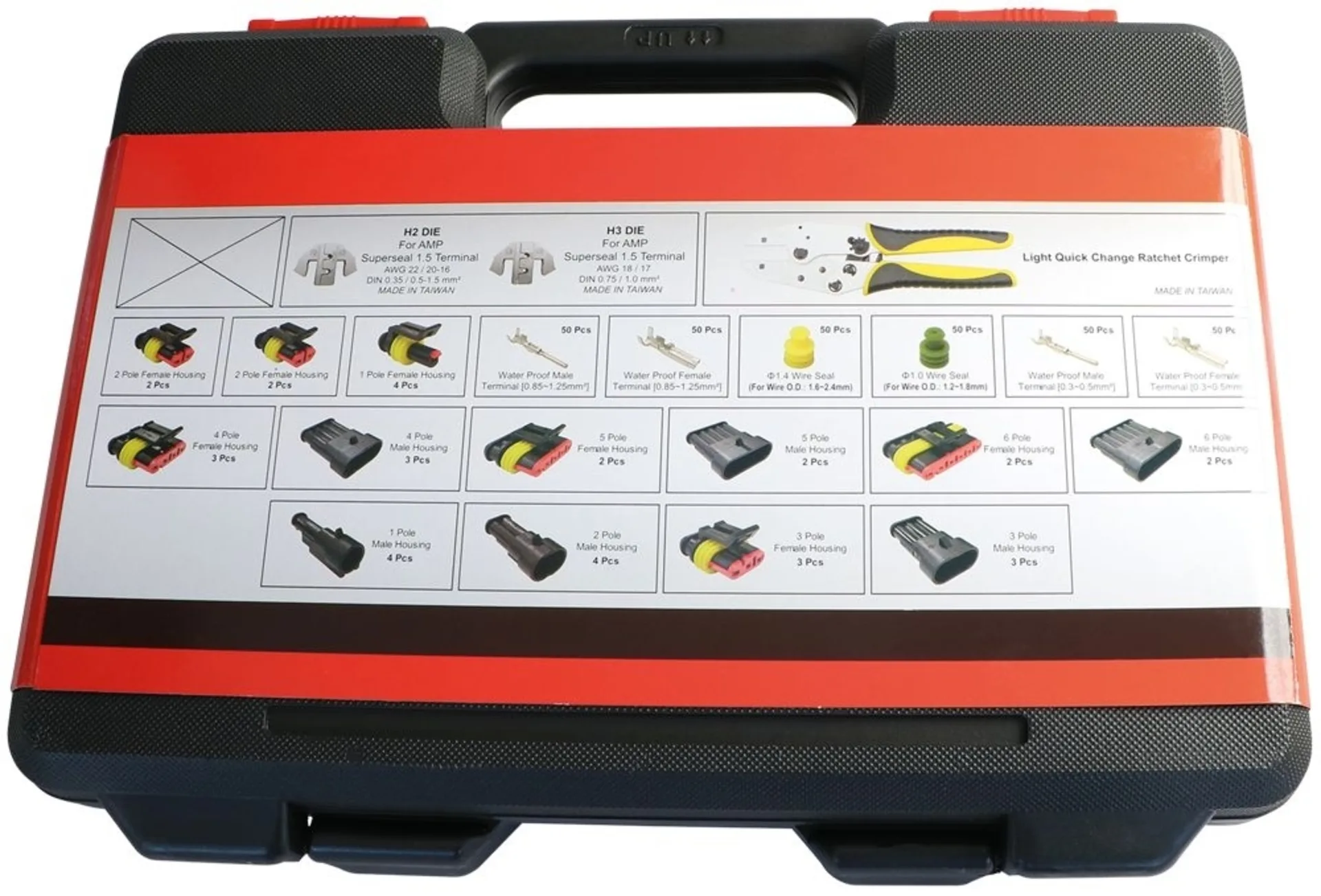 Sortiment AMP Superseal mit Presszange Presszange mit Einsätzen H2 & H3 Sortiment AMP Superseal mit Presszange Presszange mit Einsätzen H2 & H3