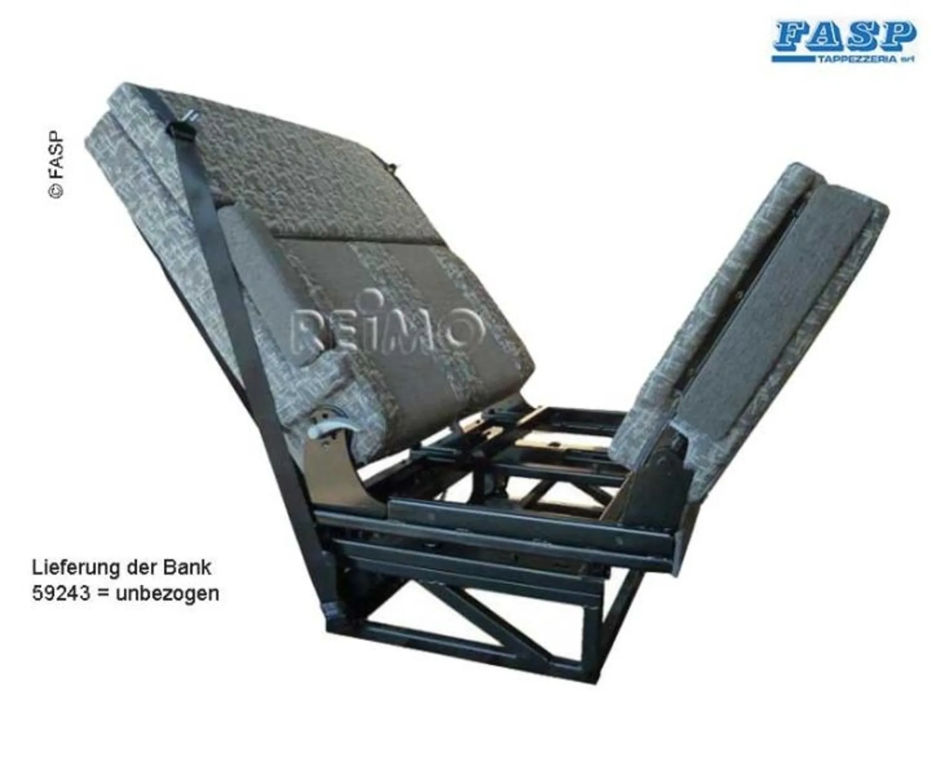 Sitz-Schlafbank, eine seitl. Armlehne, 3-Punkt-Gurte, Bett:1700x1000mm