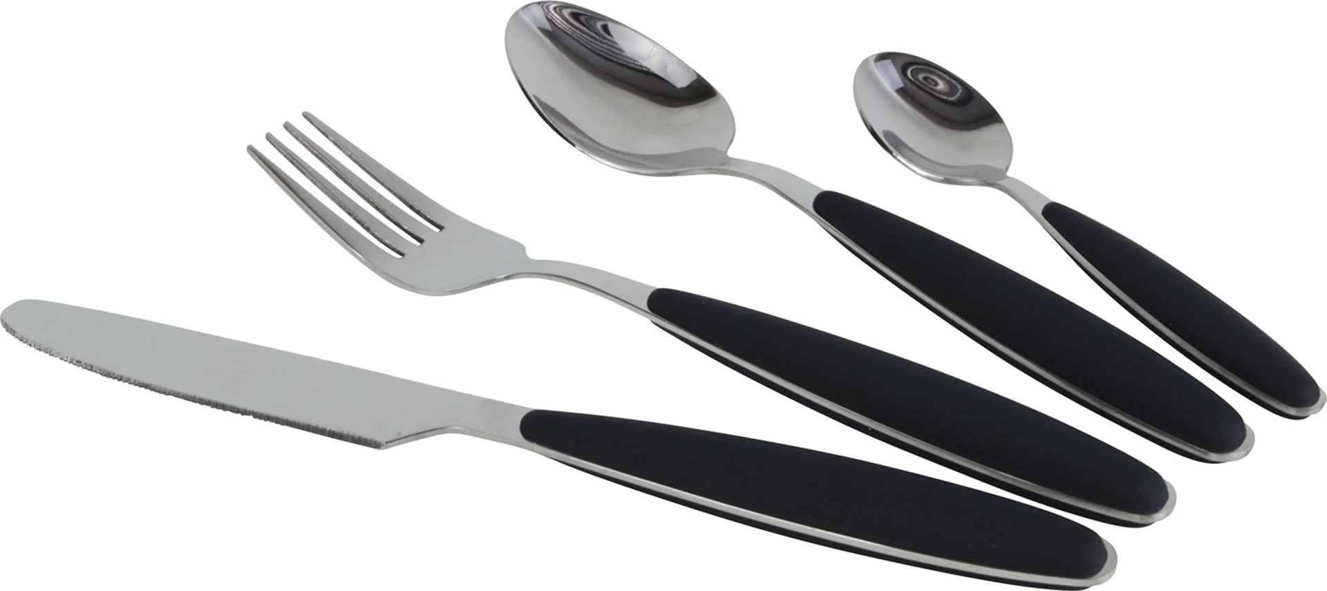 Gimex set de couverts en acier inoxydable avec manche soft-touch 16 pièces noir