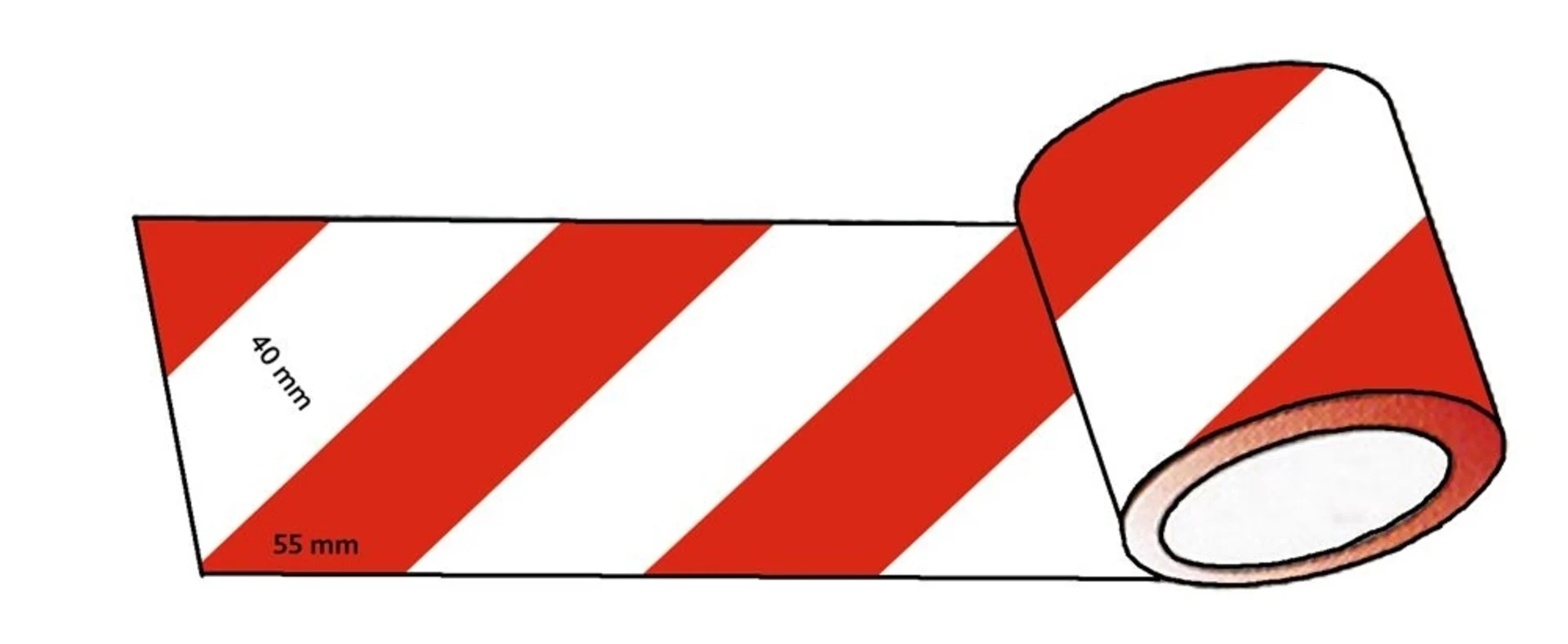 Ruban adhésif réfléchissant rouge / blanc 20 m x 100 mm